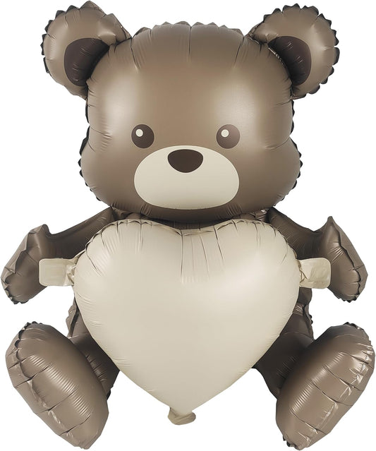Matte 4D Big Brown Bear Balloons Cartoon Teddy Bear Party Supplies, Matte Bear Helium Mylar Foil Balloons For Jungle Woodland Animal Farm Safari Zoo Themed Party Decoration Home Decor