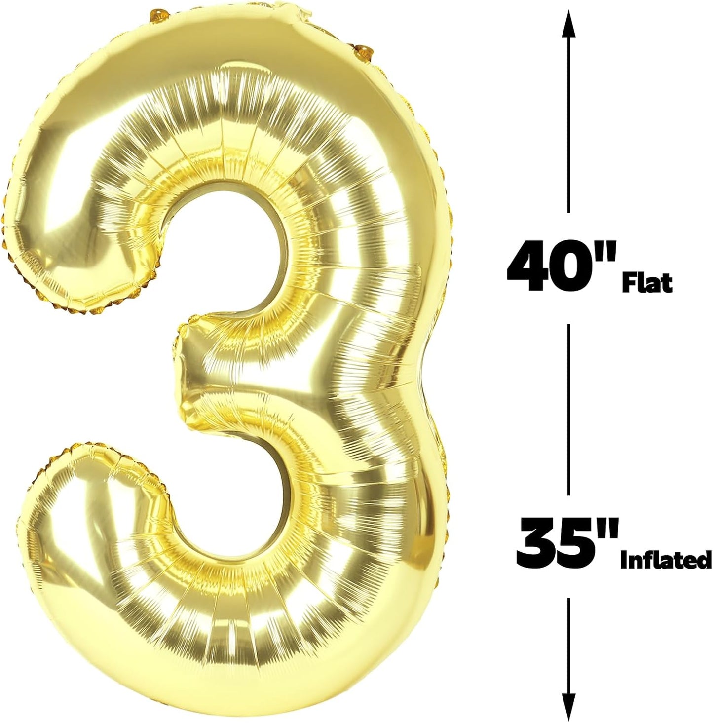 Large 40 Inch Champagne Gold 3 Number Balloon, 3 13 23 30 33 36 38 Light Gold Birthday Party Decorations, Numbers Three Foil Balloons for Anniversary Party Graduations Celebration Supplies