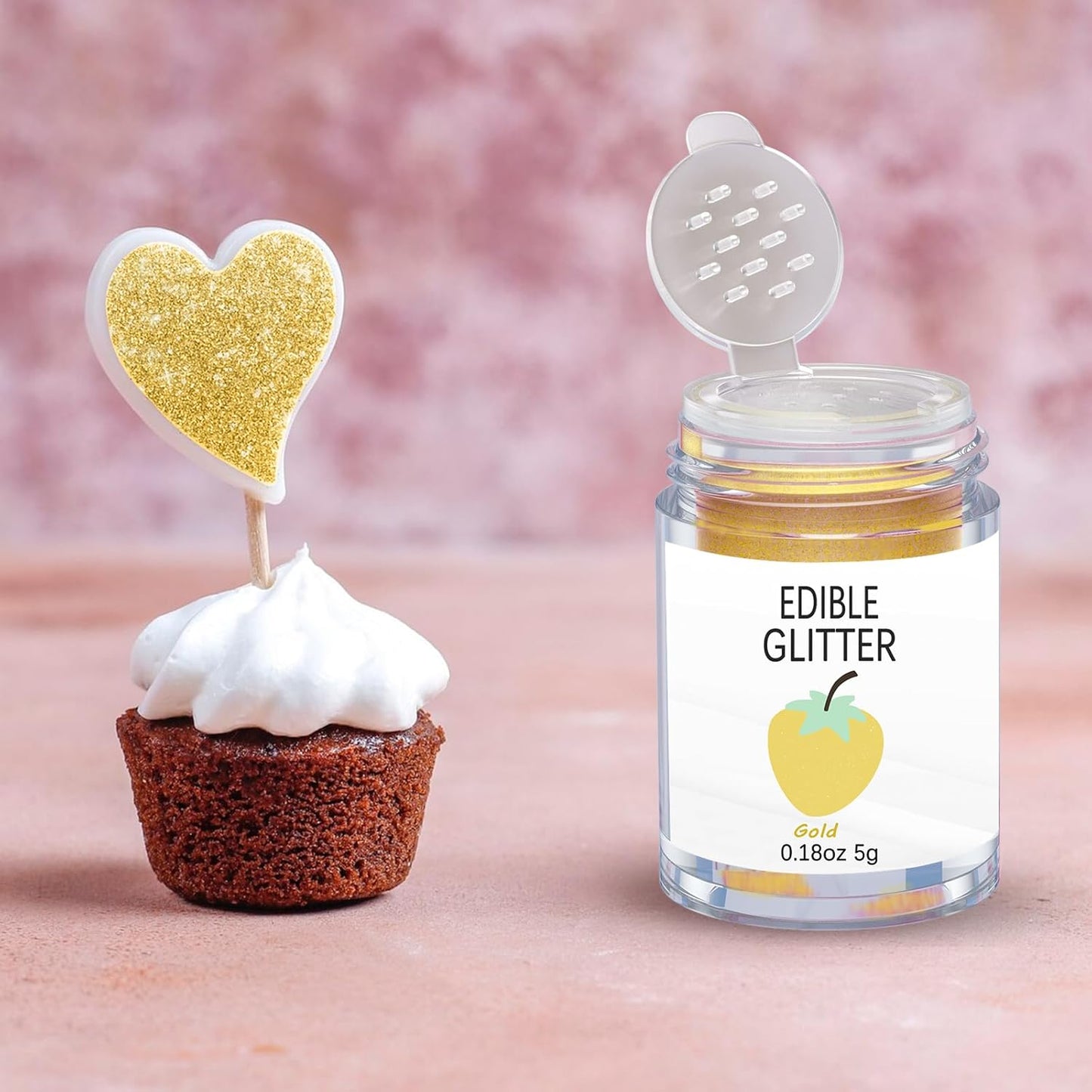 Gold Edible Glitter Glimmer Powder for Cakes Drinks - Colaele 5 grams Food Grade Luster Dust Metallic Food Decorating Sprinkle Disco Brew Dust for Cake Decorations Wine Beverage Candy Dessert, Vegan