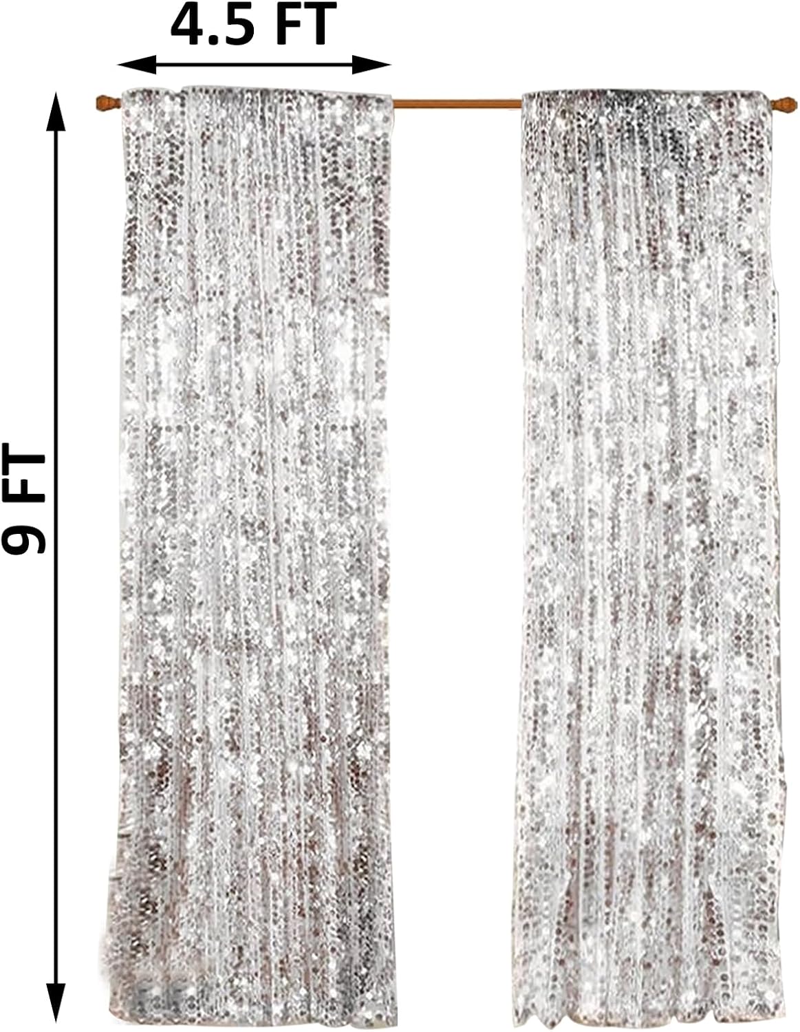 9FTx9FT Silver Big Sequin Backdrop Curtains Panels Drapes Home Party Supplies Sequin Background for Parties Shimmer Wall Backdrop Cloth and Thanksgiving Christmas