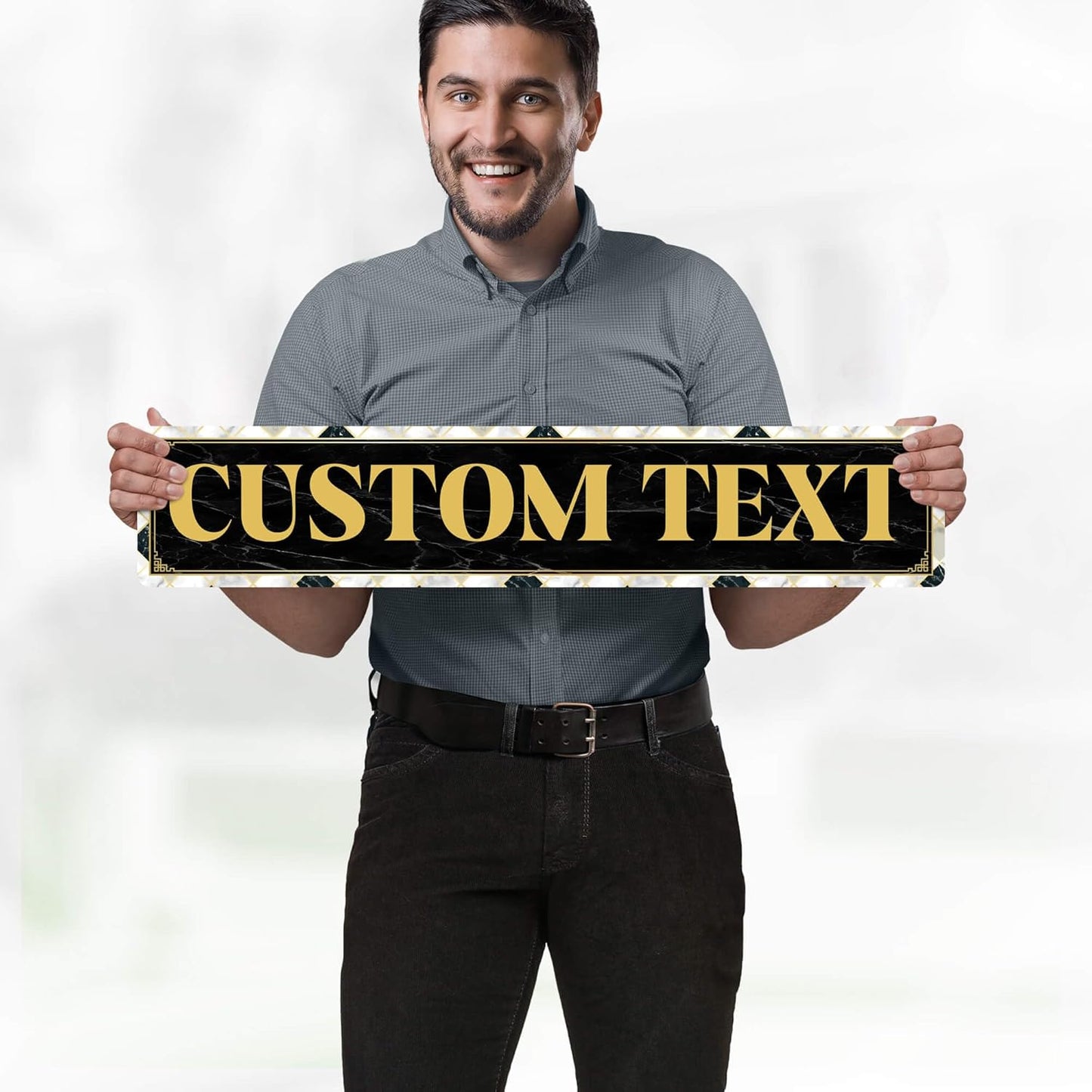 Custom Sign, Custom Street Sign, 11 Font Colors, 13 Font Styles, 4 Hole Options, 22 Sizes, 6x30 Inches, Rust Free DiBound, Fade Resistant, Made in USA by My Sign Center (Marble Tile)