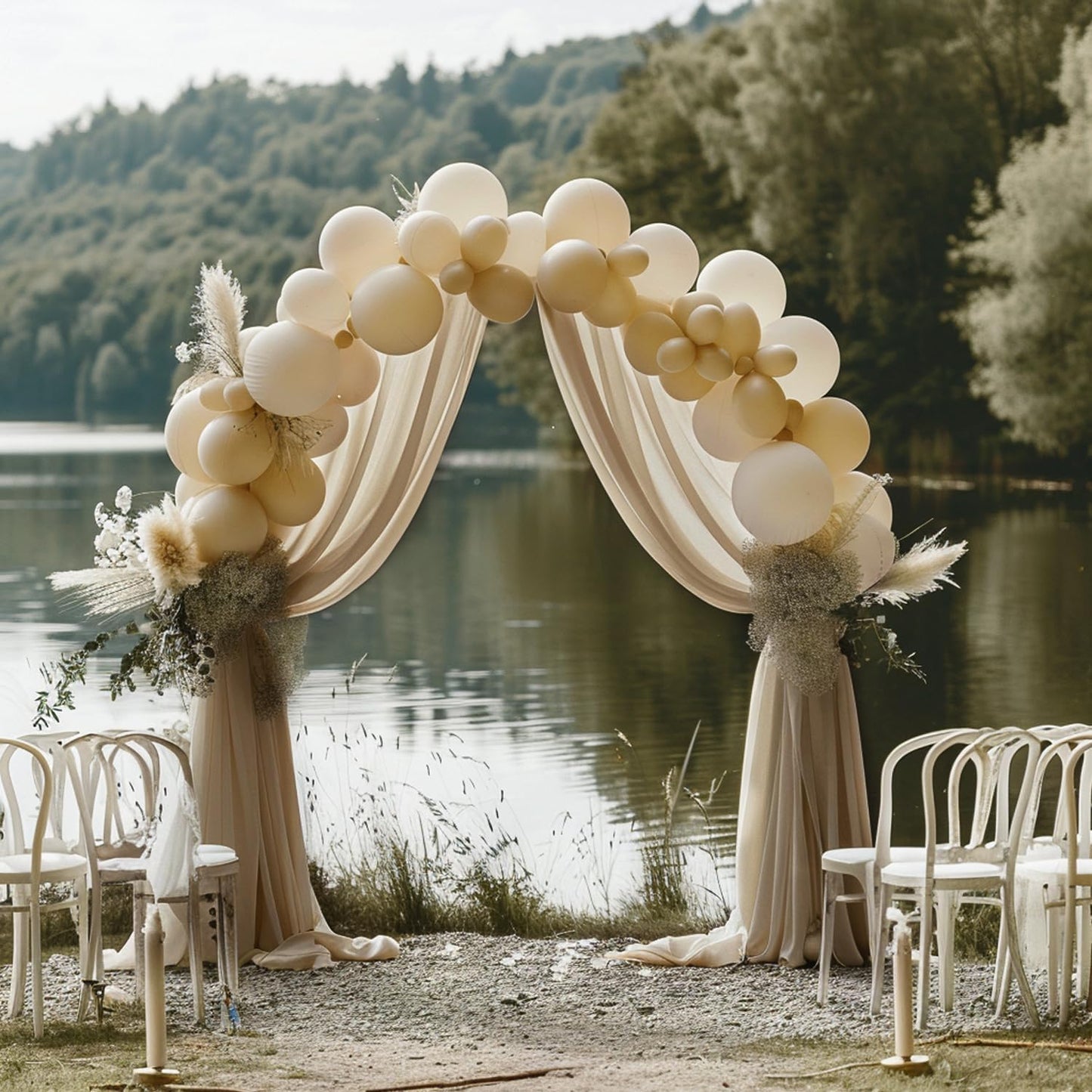 Wokceer Wedding Arch Draping Nude 2 Panels 28.7" x 20FT Sheer Fabric Drapes Backdrop for Ceremony, Birthday Party, Bridal Shower Decoration