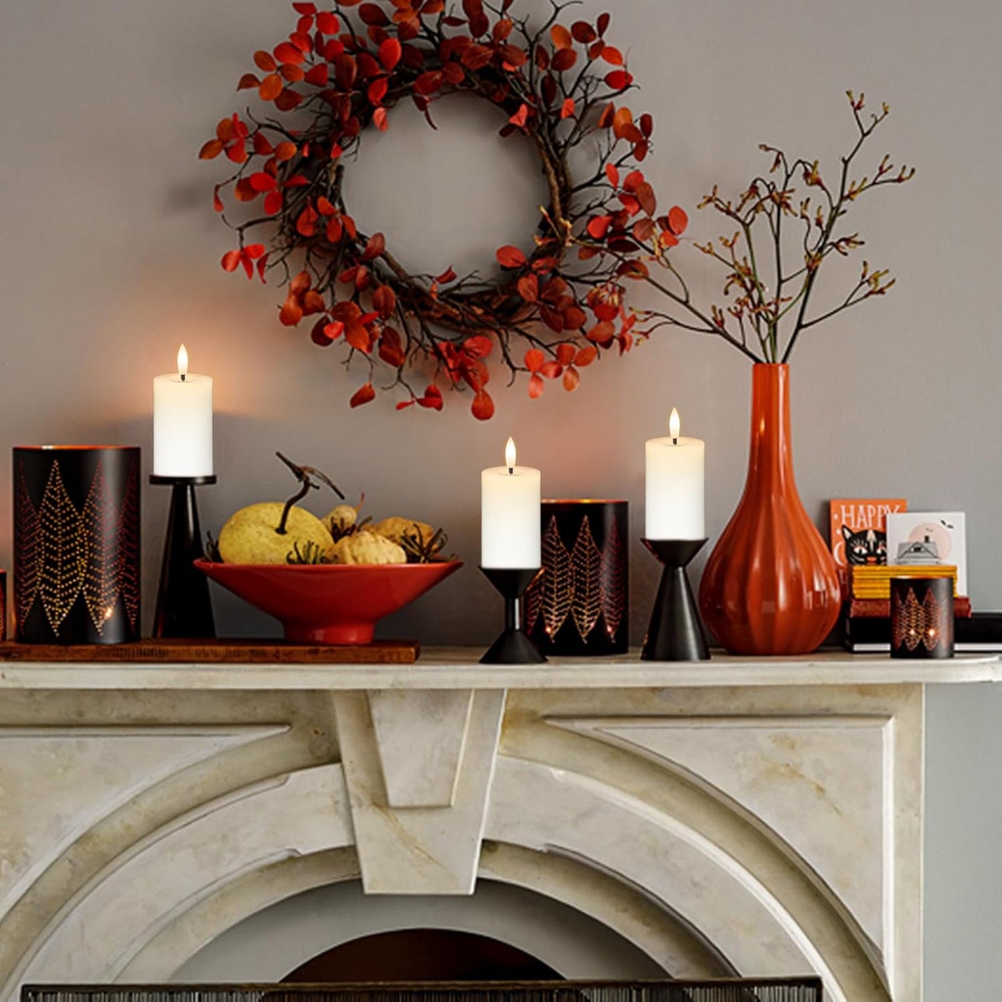 Votive Candles Battery Operated, 6 PCS Real Wax White LED Votive Flemeless Candles with Remote Timer and Flickering 3D Flame, Pillar Candle for Home Wedding Party Decor(1.9” x 4.5”)