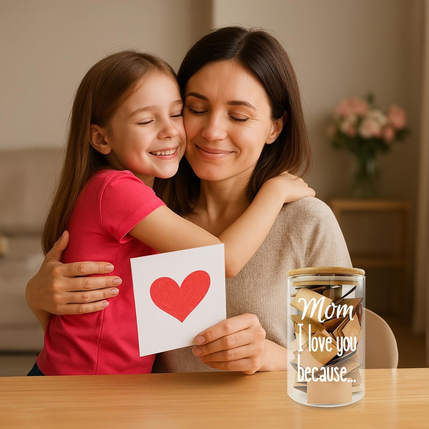 Birthday Gifts for Mom I Love You Because Jar Love Note Cup 50 Little Notes In a Jar With Notes Anniversary Present for Mom Message In The Bottle Gift for Her Reasons Why I Love You Meaningful Gift