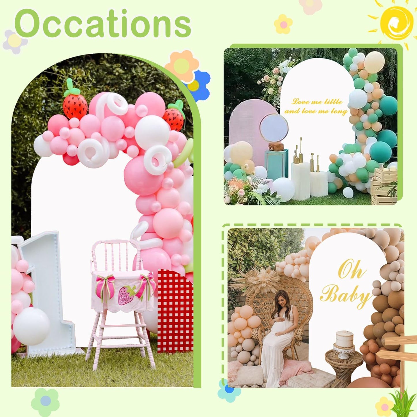 White Arch Cover - 6ft Backdrop Fabric Spandex for Wedding Arch Stand Frame - Round Top Chiara Cover for Birthday, Bridal Shower, Prom, Balloon Party Ceremony