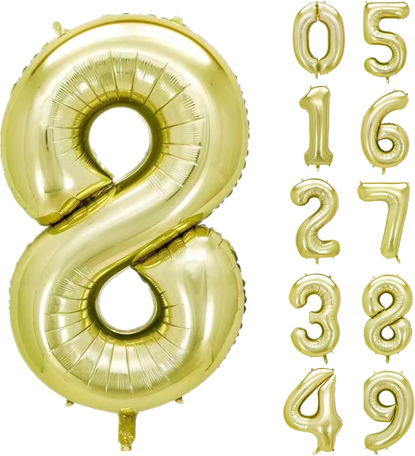 40 Inch Numbers 8 Light Gold Large Balloon Digital 8 for Birthday Party, 0-9 Birthday Party Decorations,Foil Mylar Big Number 8 Wedding Graduations Photo Shoot Decorations(Number 8)