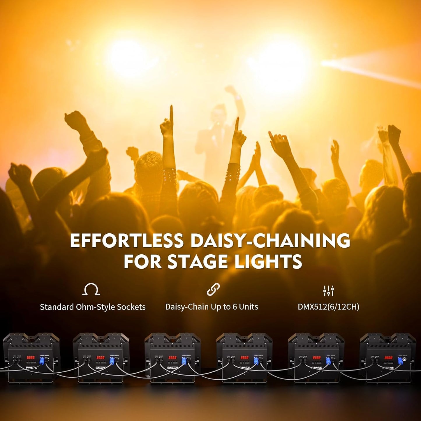 Stage Lights, 4X100W COB Spotlight LED Par Can Retro Lights, 2 in 1 Cool White & Warm White DMX512 Sound Activated Blinder Uplights for Events Parties Wedding Church Concert Studio Show Dance - 2Packs