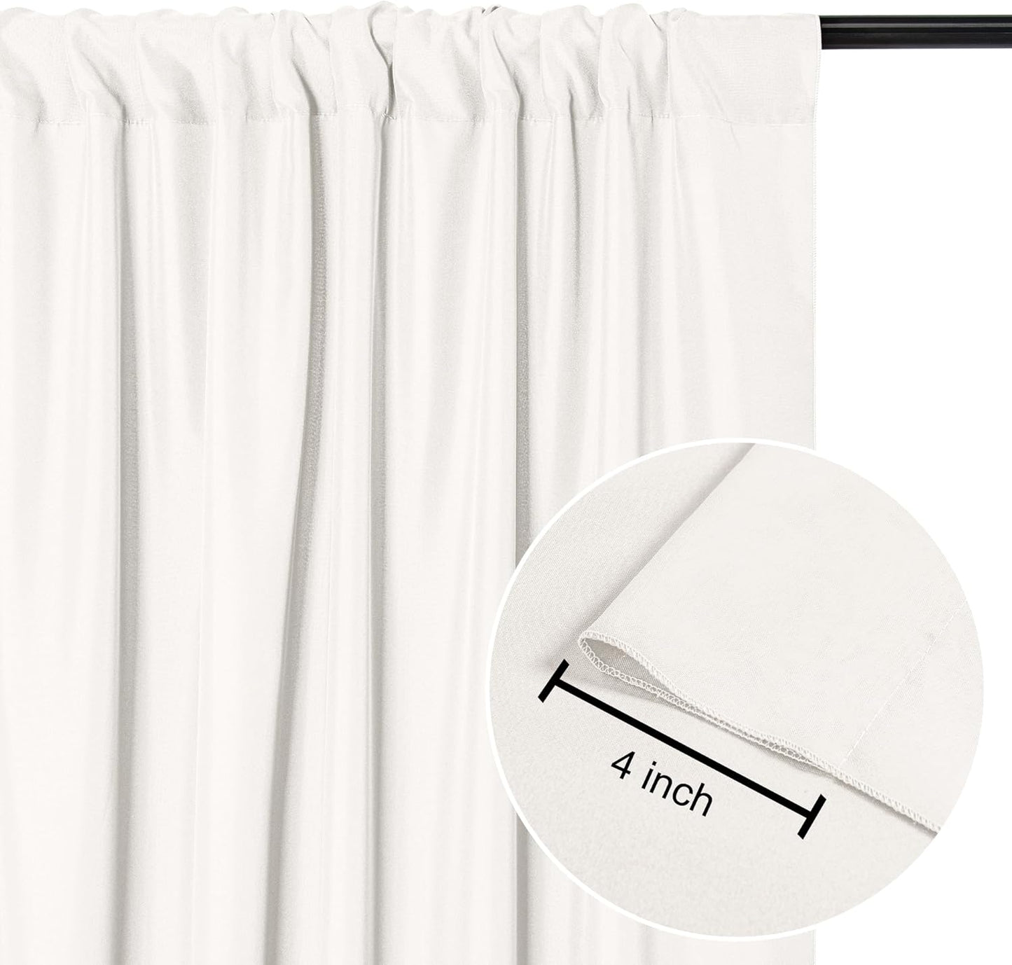 DWCN 10x7 FT Ivory Backdrop Curtains for Parties, Photography Backdrop Drapes with Rod Pockets for Wedding Decorations Stage Birthday Family Gatherings, 2 Panels 5ft x 7ft