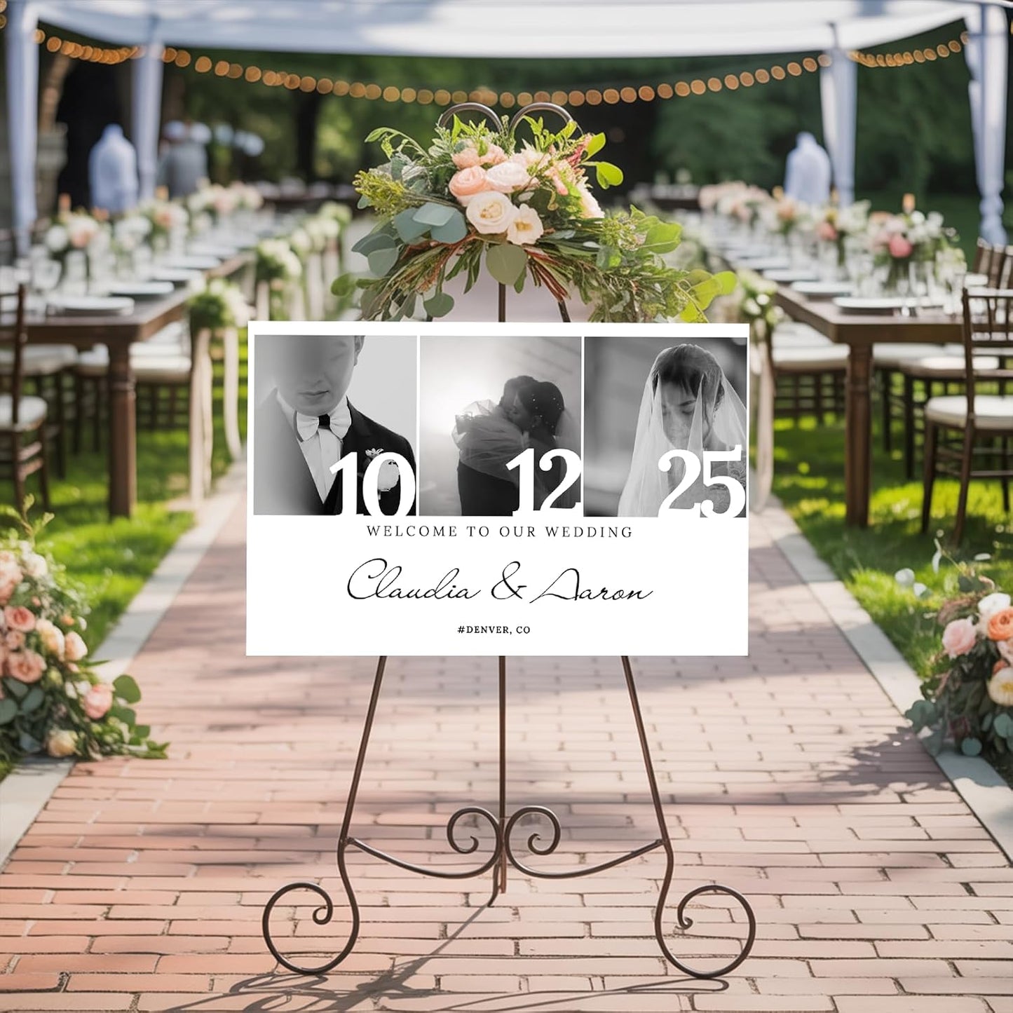 Personalized Wedding Welcome Sign with Photo, Customized Welcome to The Weddings Board for Bride & Groom, Canvas Poster Decor with Photo for Ceremony or Reception, Bridal Party