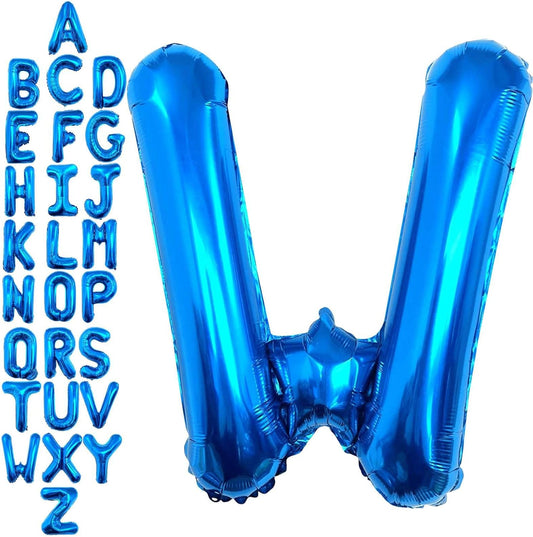 40 Inch Blue Letter W Balloons, DIY Phrase Foil Alphabet Letter W Balloons DIY Word W Banner for Birthday Anniversary Celebration Graduation Party Supplies Decoration