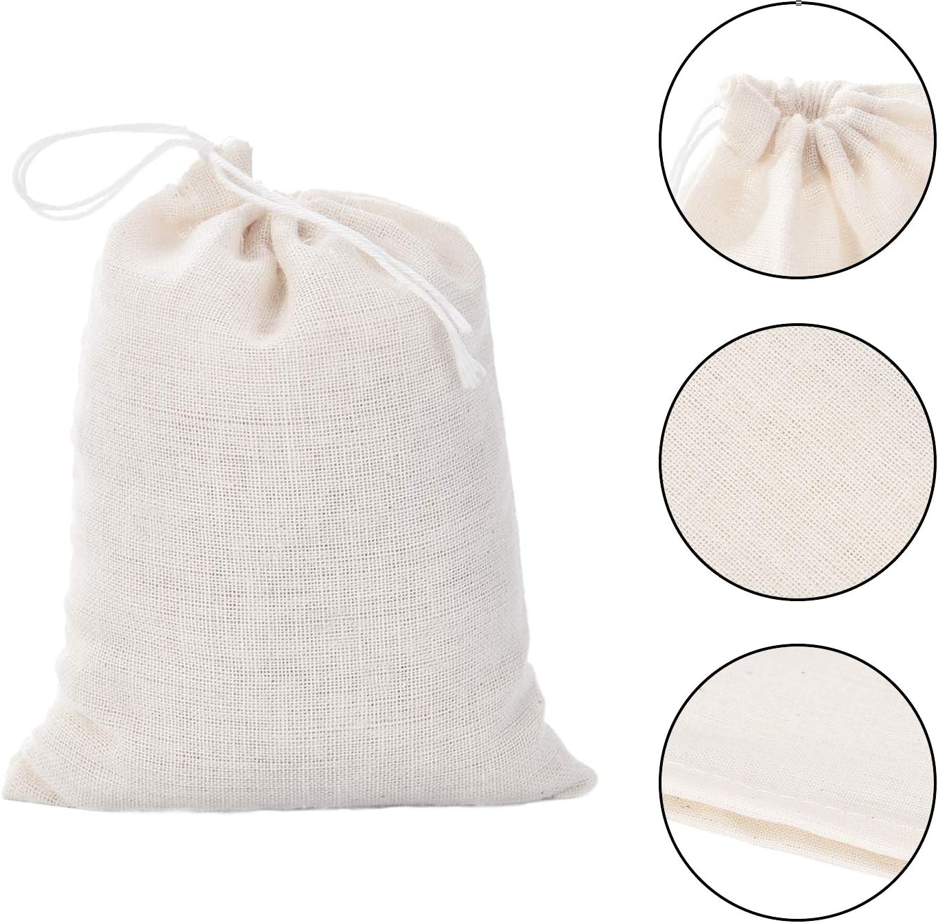 Tatuo 200 Pack Muslin Bags Burlap Drawstring sachet Bags Multipurpose Canvas Linen Pouch for Tea Jewelry Wedding Party Favors Storage