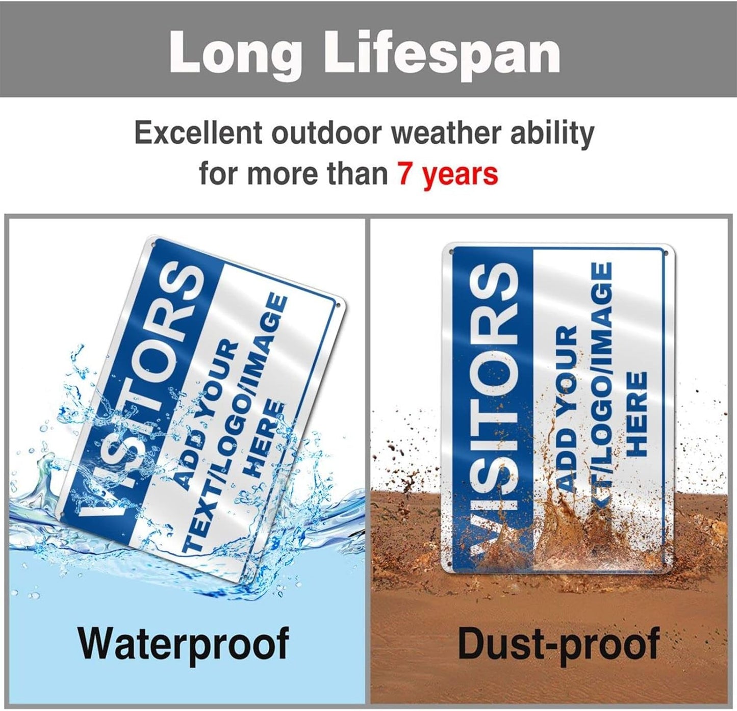 Custom Signs Outdoor Metal - 12 x 8 Customized Personalized Aluminum Signs for Office, Home, Business, Decor, Custom Rust-Proof Sign (VISITORS)