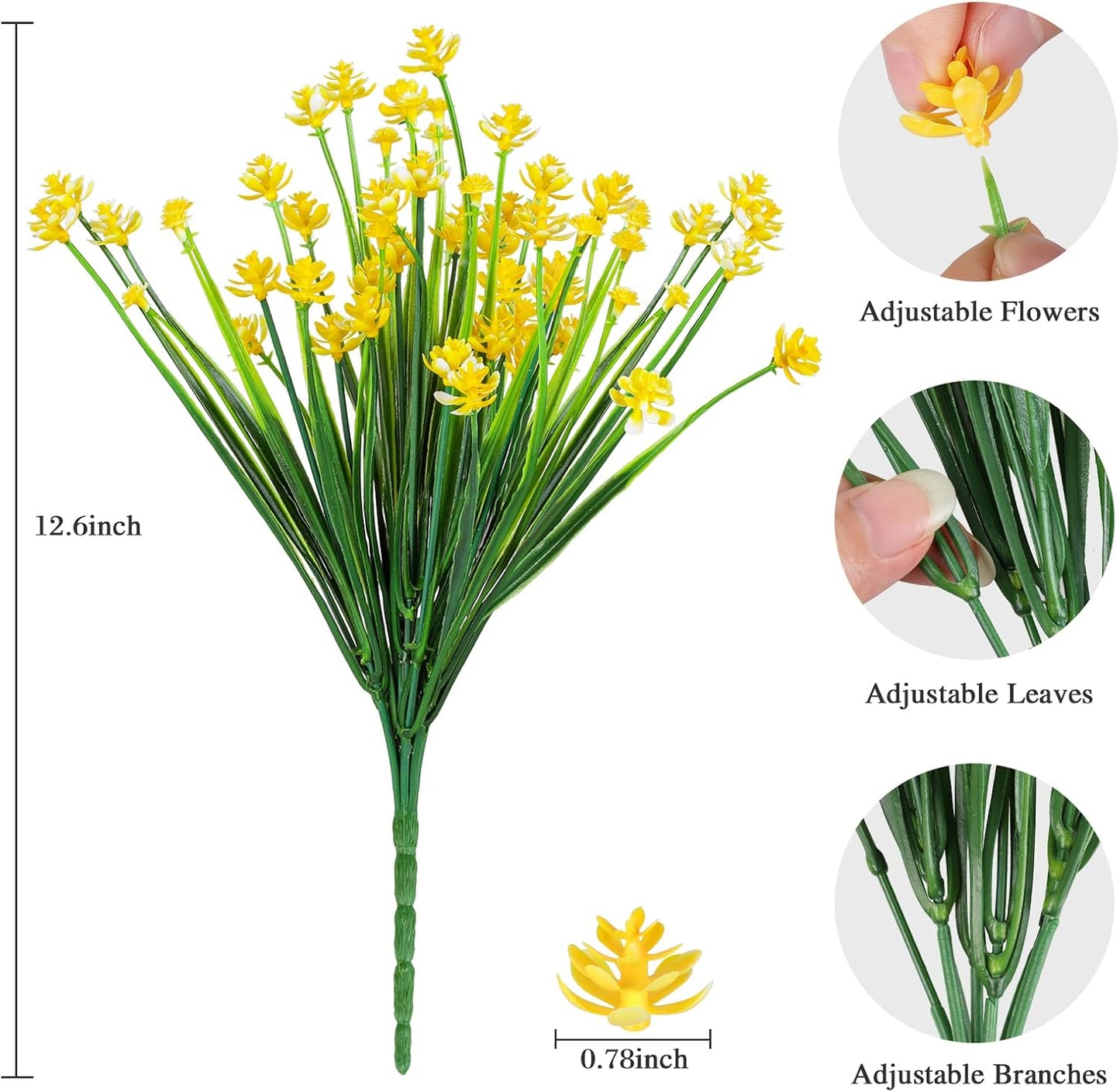 AmyHomie 20 Bundles Artificial Flowers for Outdoor UV Resistant Faux Flowers No Fade Fake Plastic Plants Garden Porch Window Box Decorating(Bright Yellow)