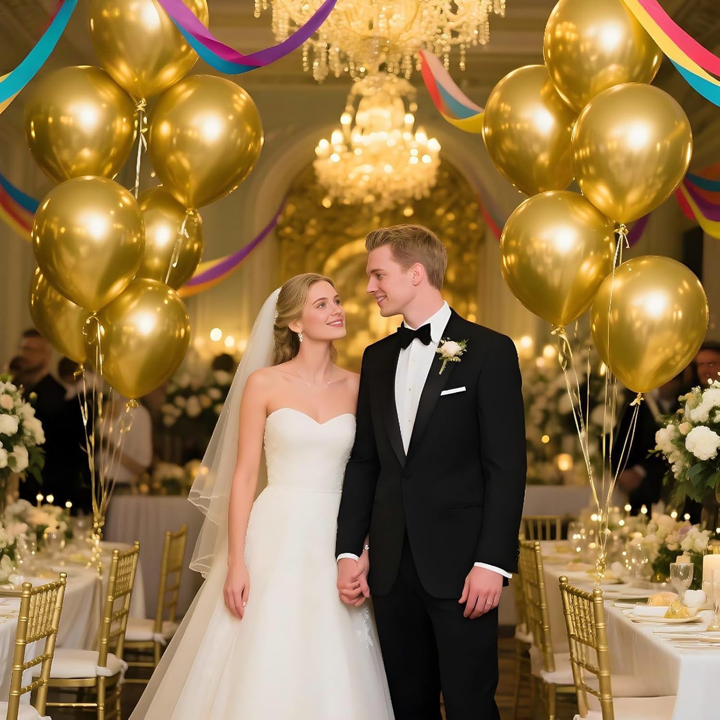 KAWKALSH Metallic Gold Balloon 12 Inch, 110pcs Latex Party Balloons Helium Bright Color for Birthday Baby Shower Wedding Party Supplies Arch Garland Decoration