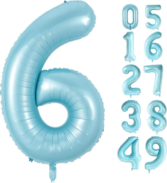40 inch Blue Number 6 Large Numbers Balloon 0-9 Birthday Party,Foil Mylar Big Balloon Digital 6 for 6 16 26 66 Birthday Party,Wedding, Anniversary Supplies Decorations (Blue No 6)