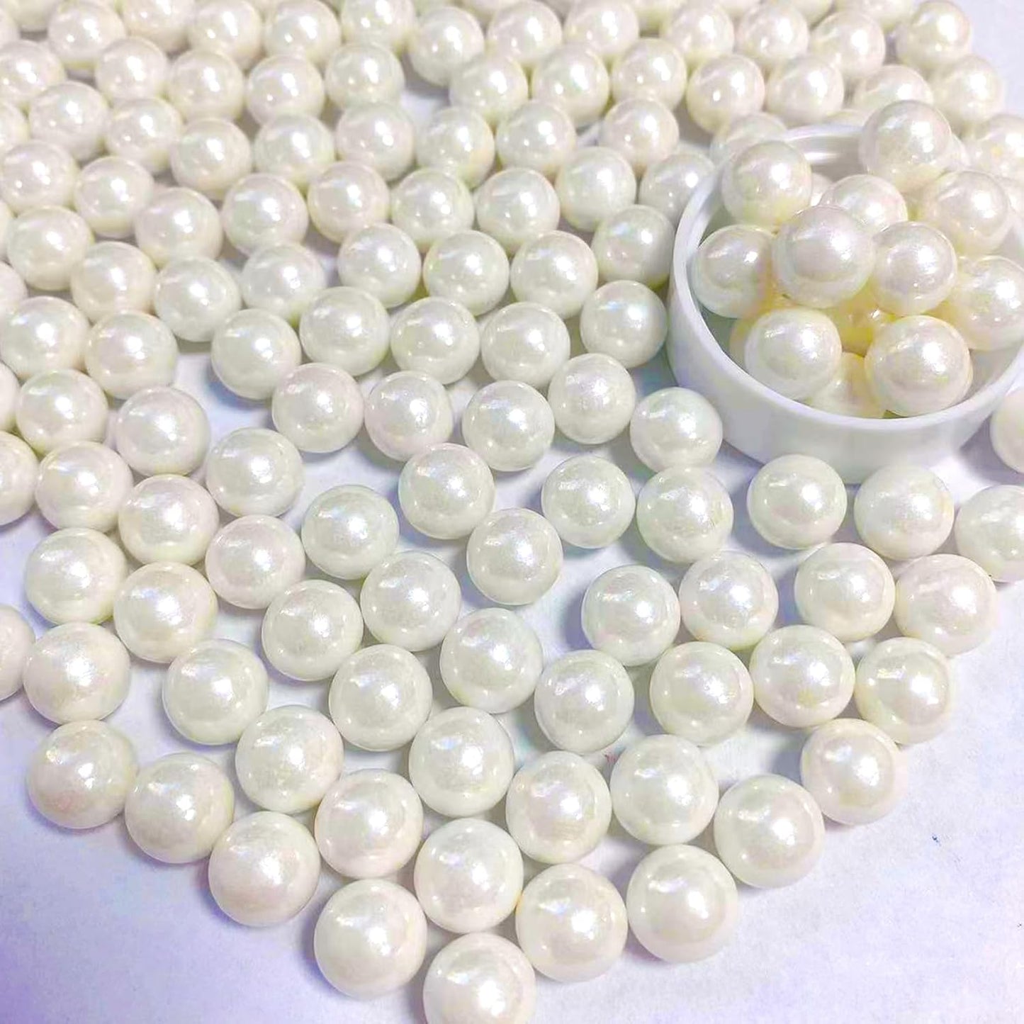 Sentovac 10mm White Pearl Sprinkles Large Edible Cake Decorating Sugar Candy Cookie Cake Cupcake Topper Ice Cream Baking Decorations Halloween Christmas Valentines Wedding Supplies