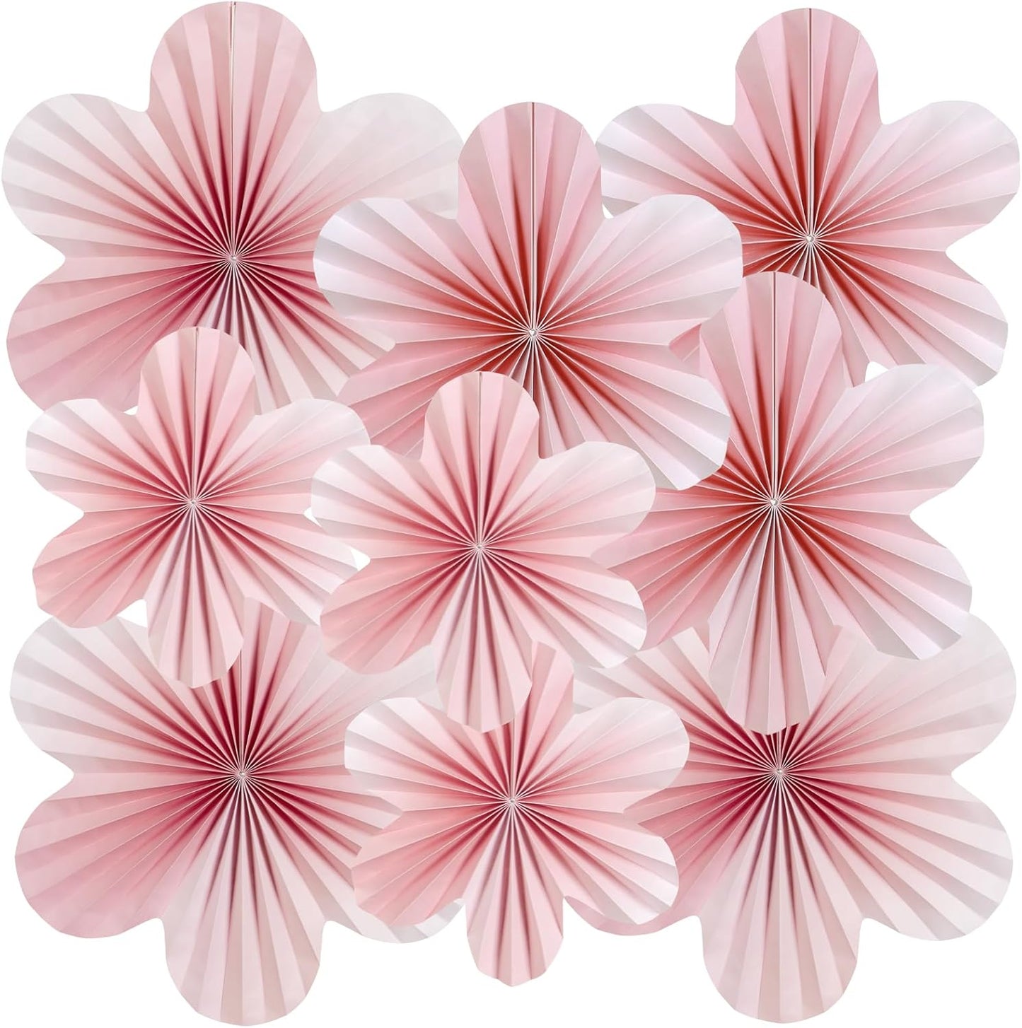 SUNBEAUTY 9 PCS Pink and Cherry Blossom Party Decorations Pink Paper Fans Decor Sunset Party Floral Backdrop Decoration Hanging Paper Flowers for Wall Birthday Wedding Baby Shower Supplies