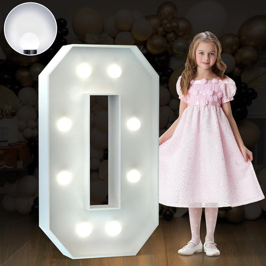 Marquee Numbers 3 Feet Tall Big Light Up Numbers 30th 40th 50th Birthday Decorations Graduation Decorations 2025 White Anniversary Party Decor Large Cardboard Prop Backdrop Sign 0
