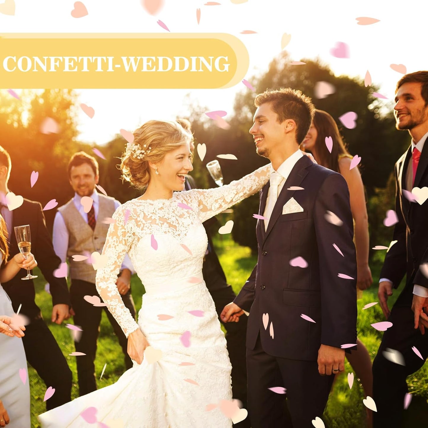 5000Pcs Heart Confetti, Table Confetti Hearts Shaped for Valentine's Day, Wedding Birthday Party Balloon Decoration (Yellow/Rose Gold/Pink)