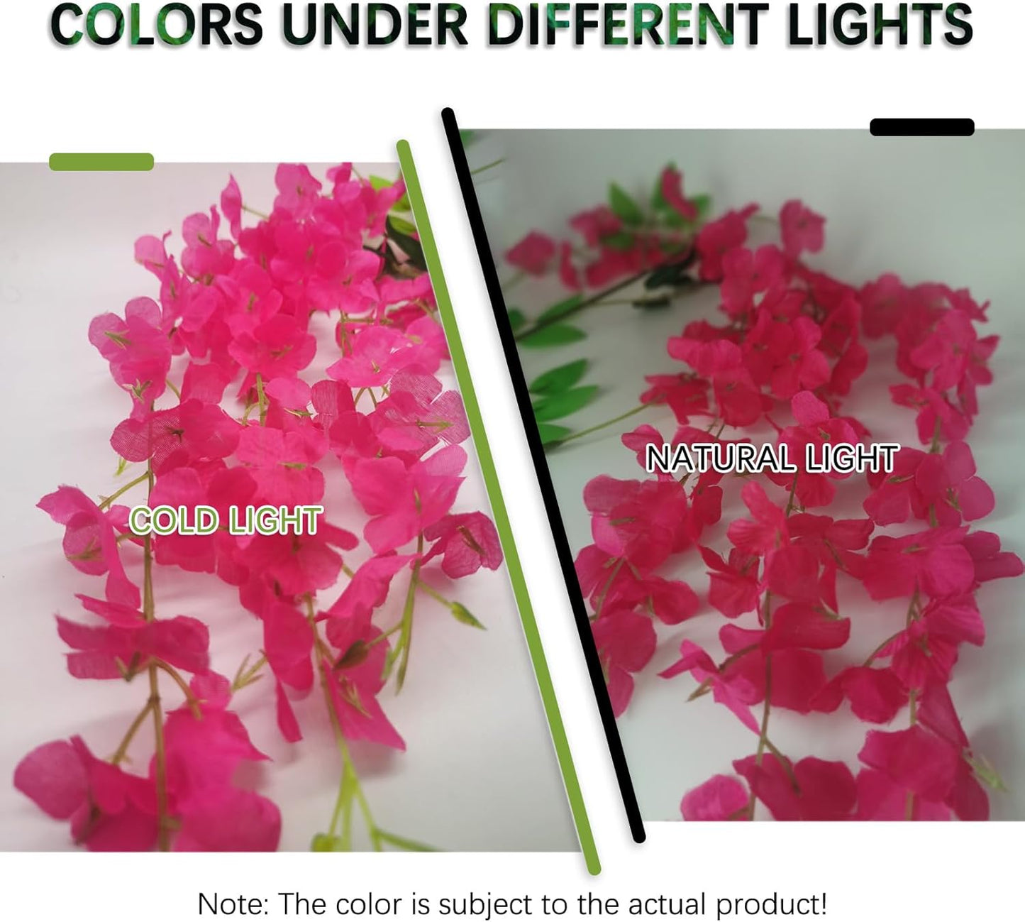 5 Pack Fuchsia Wisteria Hanging Flowers Garland, 3.77 Feet Artificial Flower Vines, Fake Wisteria, Artificial Vines Hanging Garland for Backdrop Outdoor Yard Garden Decor