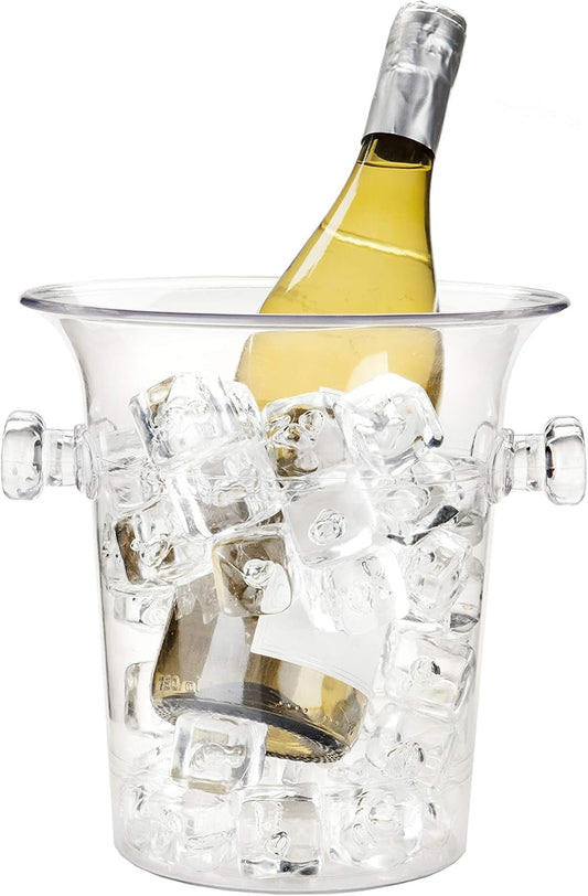 True Clear Acrylic Ice Bucket with Handles, 3-Liter Capacity, Durable Wine and Champagne Bucket, Perfect Ice Buckets for Parties, BBQs, Weddings, Picnics, Holidays, Outdoors, 8.75" x 8.25", Set of 1
