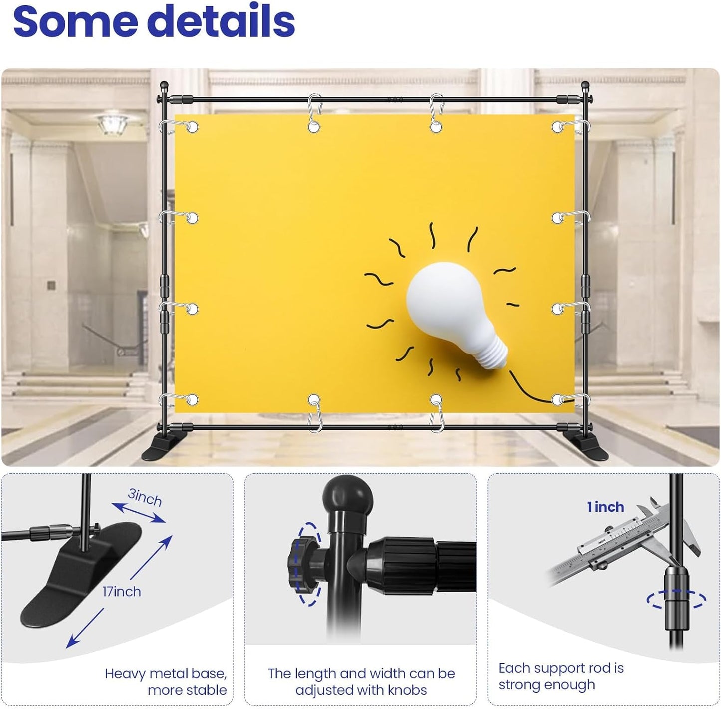 Jiang&Rong 10x8ft Photo Backdrop Stand Kit - Adjustable Telescopic Booth Background Stand with Step and Repeat Frame for Professional Photography, Trade Shows, Events