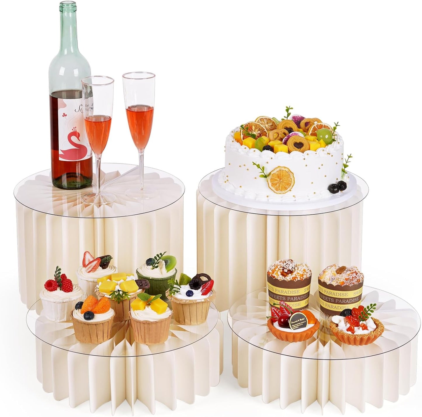 4 Pcs Buffet Risers, Food Risers for Buffet Table, White Food Display Risers for Party Buffet Risers and Stands for Show Catering Desserts, Food, Jewelry (4 Pcs)