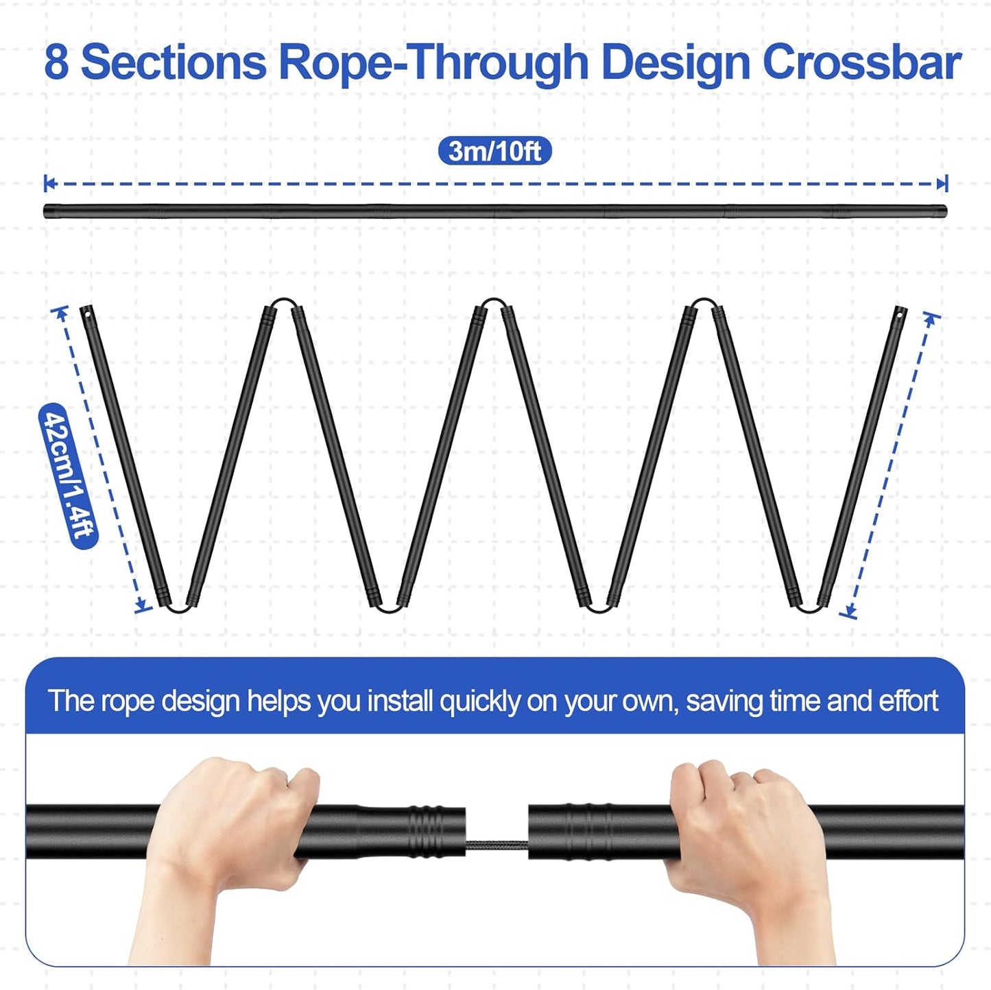 Backdrop Stand 10x6.6ft(WxH), Photo Studio Adjustable Background Stand Support System Kit with 8 Crossbars, 8 Clamps and Carrying Bag for Parties, Wedding, Photography, Decoration