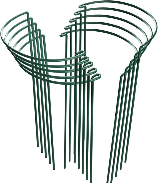 HiGift 10 Pack Peony Cages and Supports, 10" (W) x 16"(H) Plant Support, Heavy Duty Metal Plant Support Stake for Indoor Plants Half Round Garden Stakes Plant Support Ring for Hydrangea,Flower Outdoor
