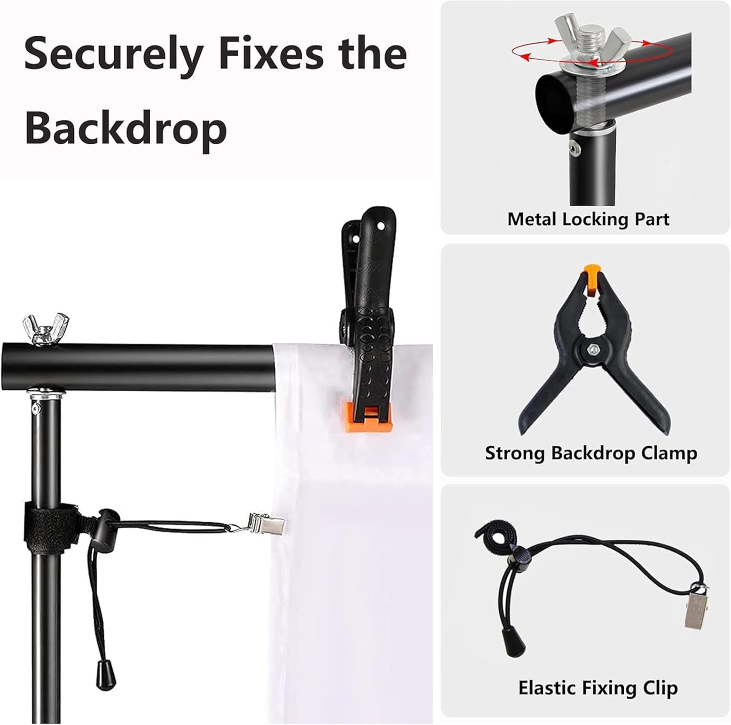 Photo Backdrop Stand 9ft x 10ft Photograhy Adjustable Background Stands Support Kit with Carry Bag for Photo Studio, Photoshoot, Parties, Photographic Equipments