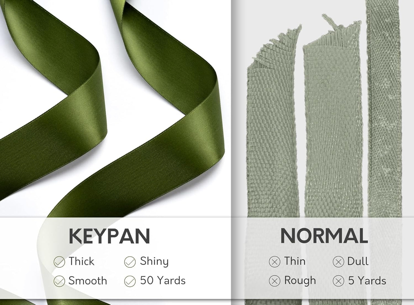 Green Satin Ribbon 1-1/2 Inch x 50 Yards Double-Faced for Gift Wrapping Crafts Flower Bouquet Invitations Holiday Decorating