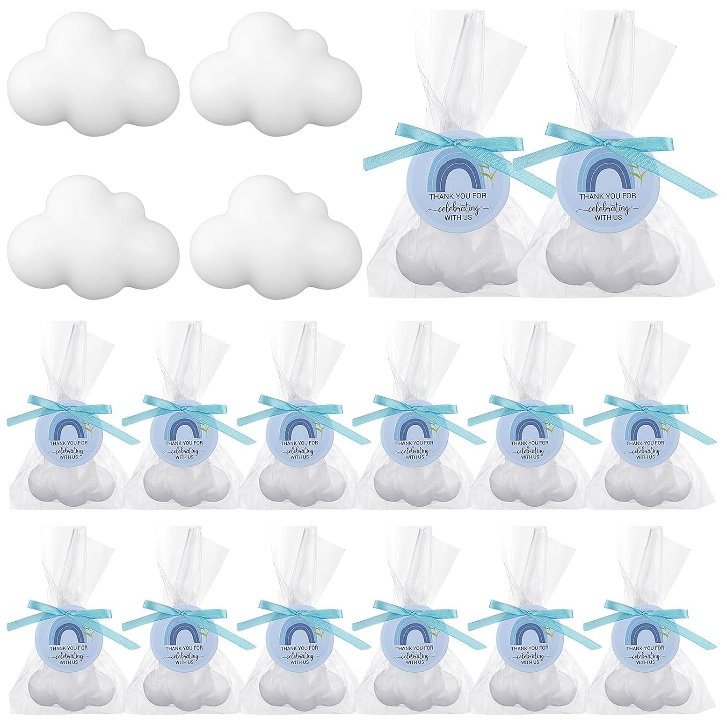 Demissle 20 Pcs Cloud Baby Shower Soap Favors Mini Handmade Soap Gifts with Thank You Card for Guests Christmas Party Wedding Return Gifts Bridal Shower Decorations(White)