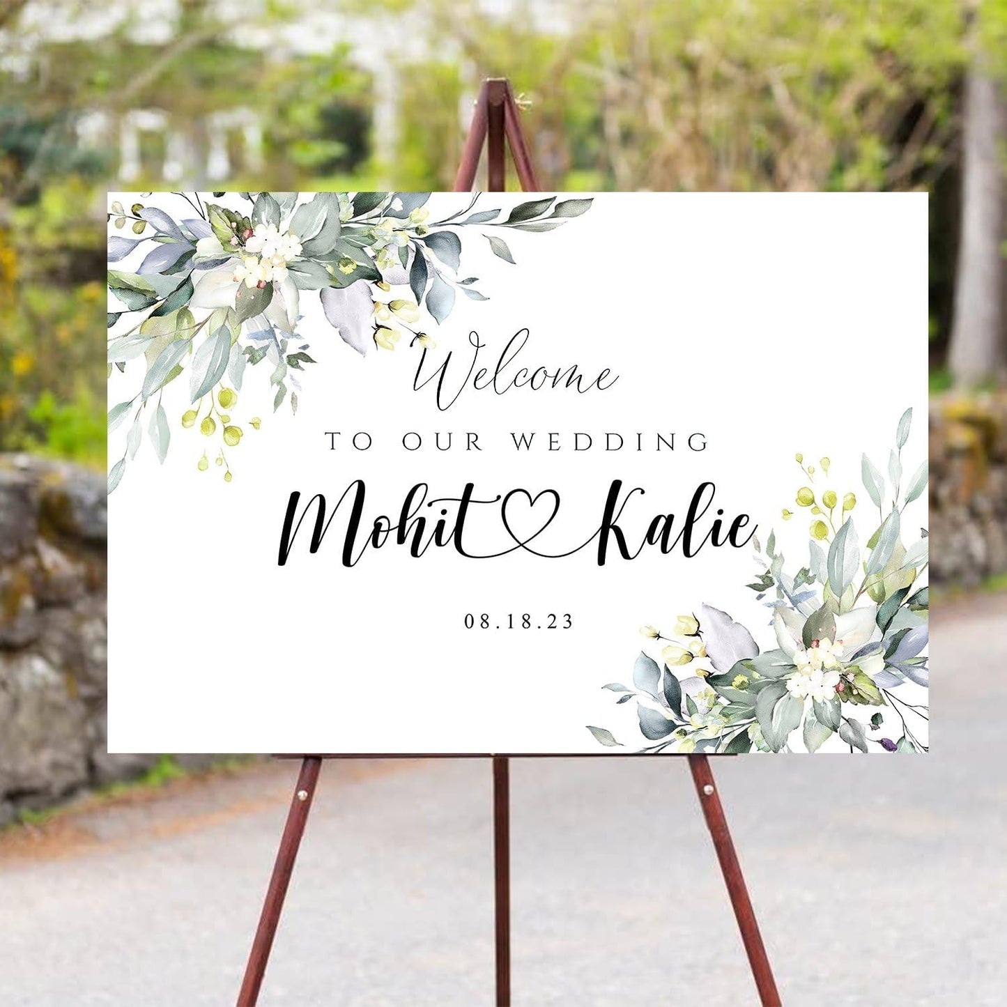 Editable Wedding Sign, Wedding Welcome Sign, Greenery Welcome sign, Wedding Eucalyptus Sign