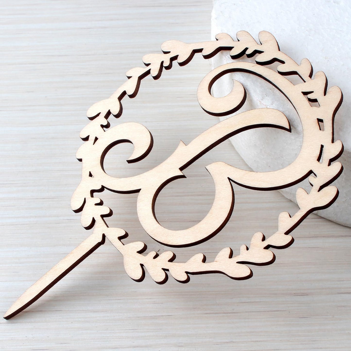 LINGTEER Personalized Inital Letter B Wooden Cake Topper Perfect for Birthday Rustic Wedding Anniversary Party Keepsake Decoration