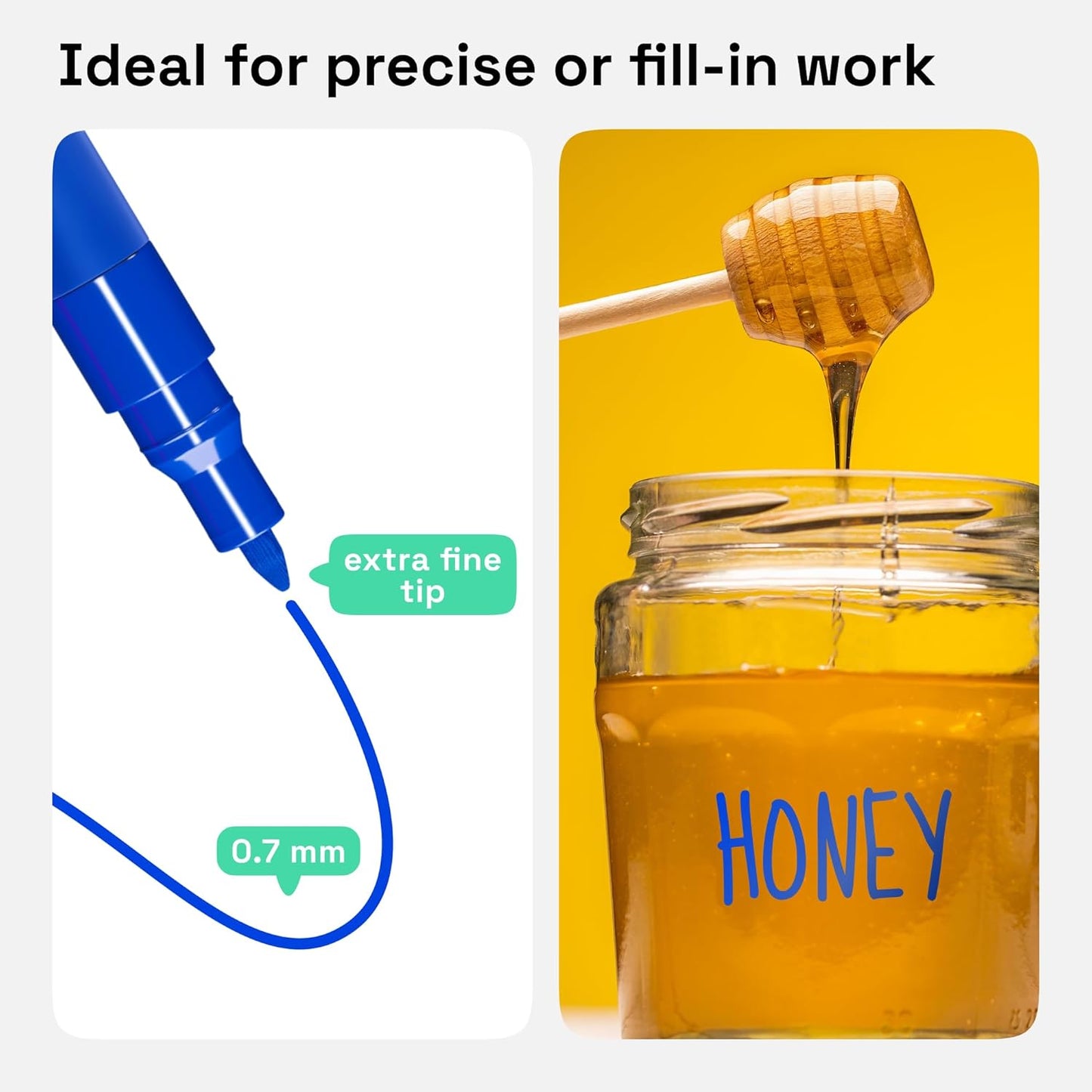 ARTISTRO Blue Permanent Marker - Set of 2 Black Paint Pen, Oil Based Paint Markers Extra-Fine Tip 0.7mm, Waterproof Quick Dry Black Marker for Rock Painting, Ceramic, Glass, Wood, Tire, Fabric & More