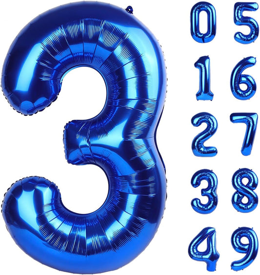 Large Navy Blue 3 Number Balloon 40 Inch, 3 Three Wednesday Birthday Balloons,3rd 13 30 31 33 53 Birthday Party Decorations, Bluey Birthday Parties Anniversary Graduation Supplies