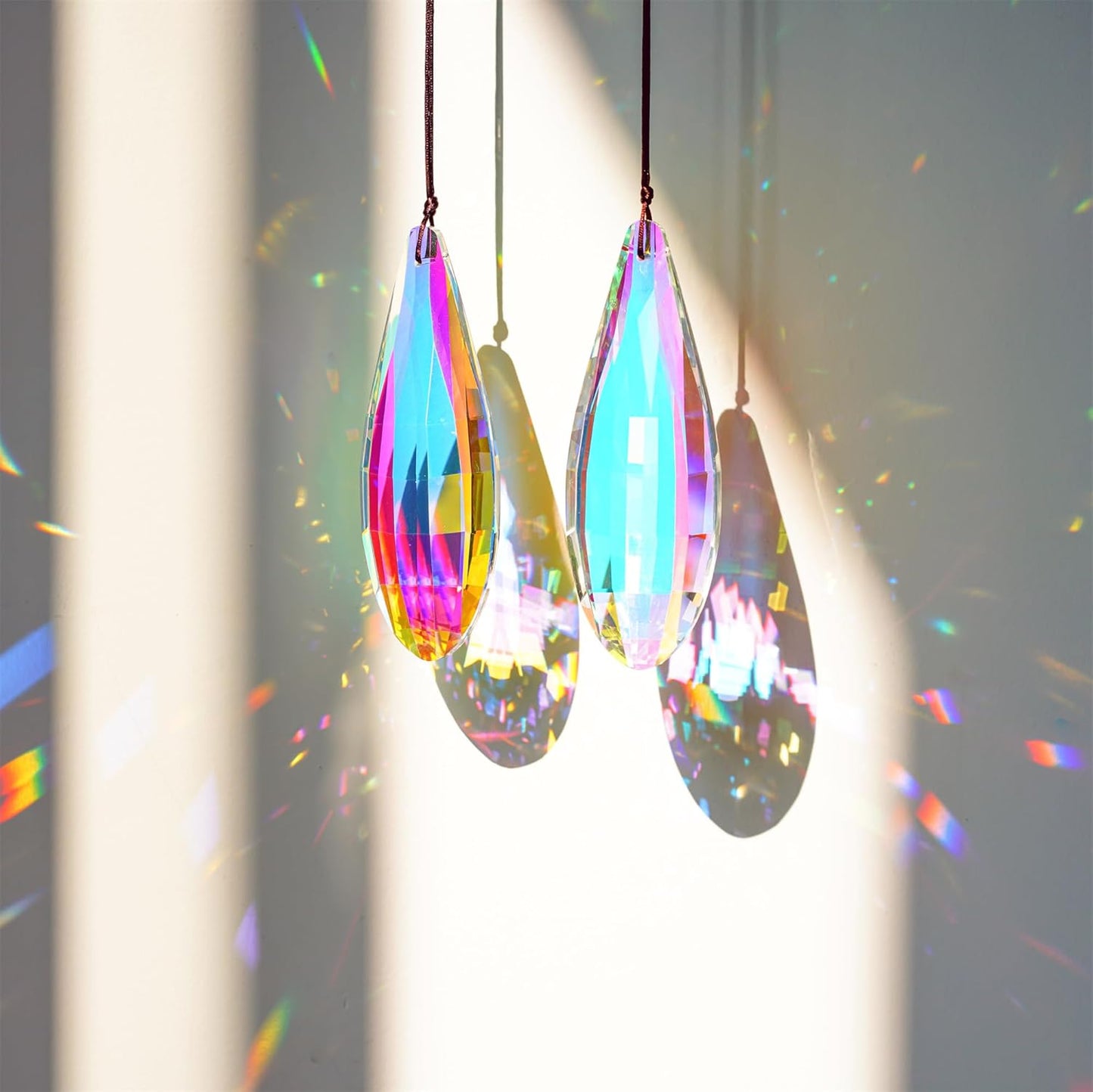 HDCRYSTALGIFTS Pack 2,120mm Colorful Prisms Crystal Suncatchers for Window Hanging Rainbow Maker Crystal Prisms Sun Catchers Indoor Home Garden Decoration