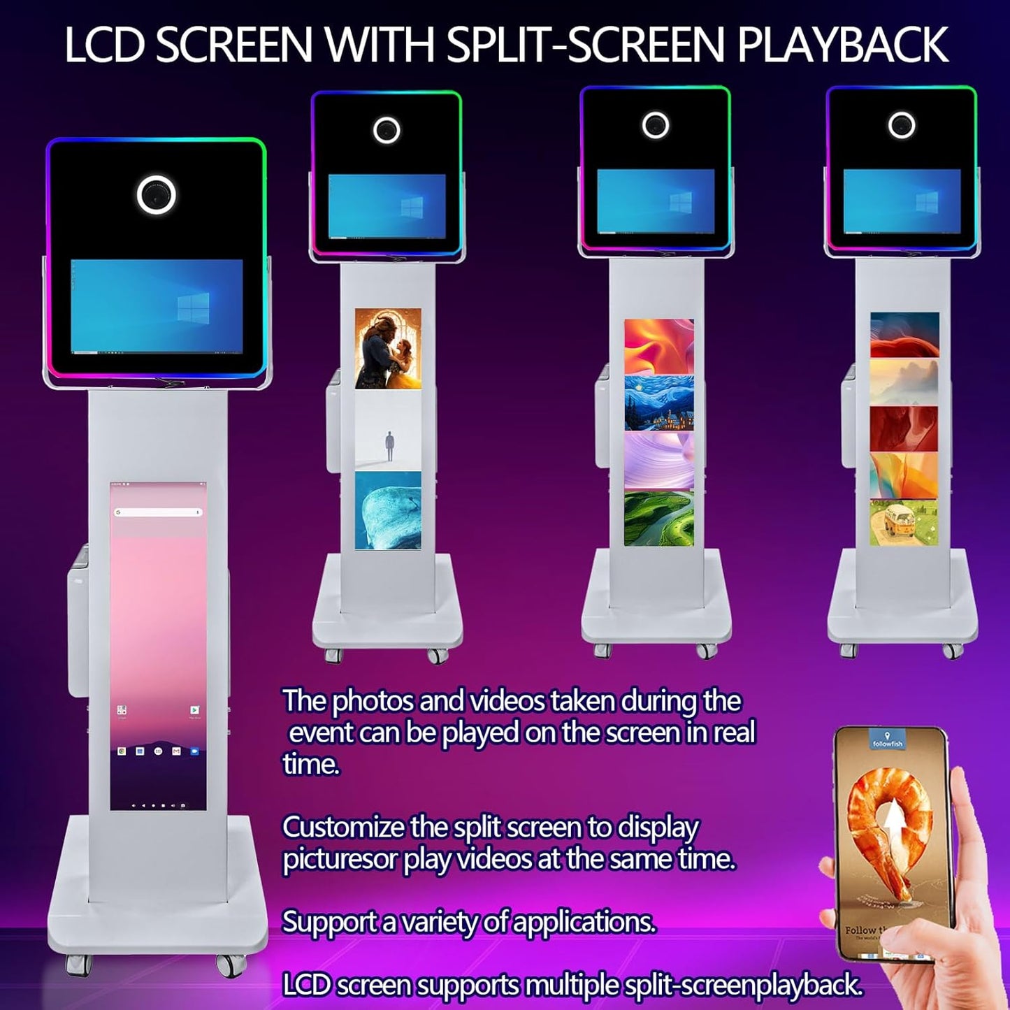 Portable Photo Booth with 15.6''and 29''LCD Touch Screen Selfie Photobooth Machine for Events Wedding Party Rental Christmas Flight Case (Machine+Camera+Mini Printer)