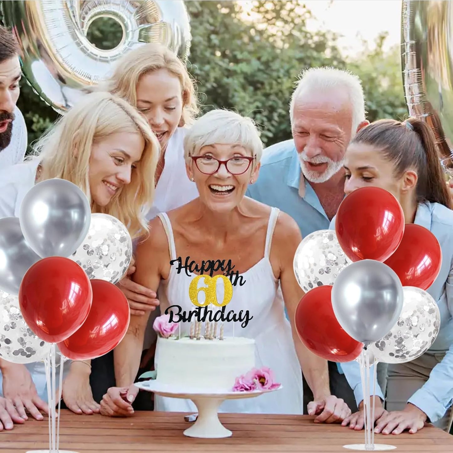 TONIFUL 4 Centerpieces Table Stand,Red Sliver Balloon Stand for Christmas,Birthday,Wedding,Anniversary, Graduation Decorations,Valentine's Day,New Year 2025