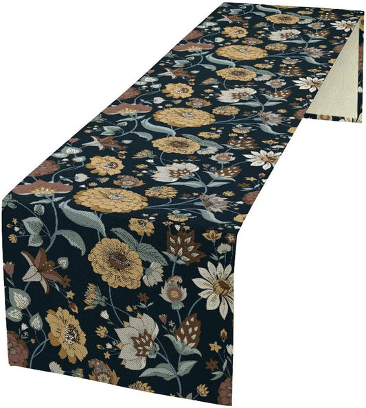 Boho Floral Table Runner Bohemian Floral Vintage Home Kitchen Dining Table Decoration 13x60 Inch 1PCS