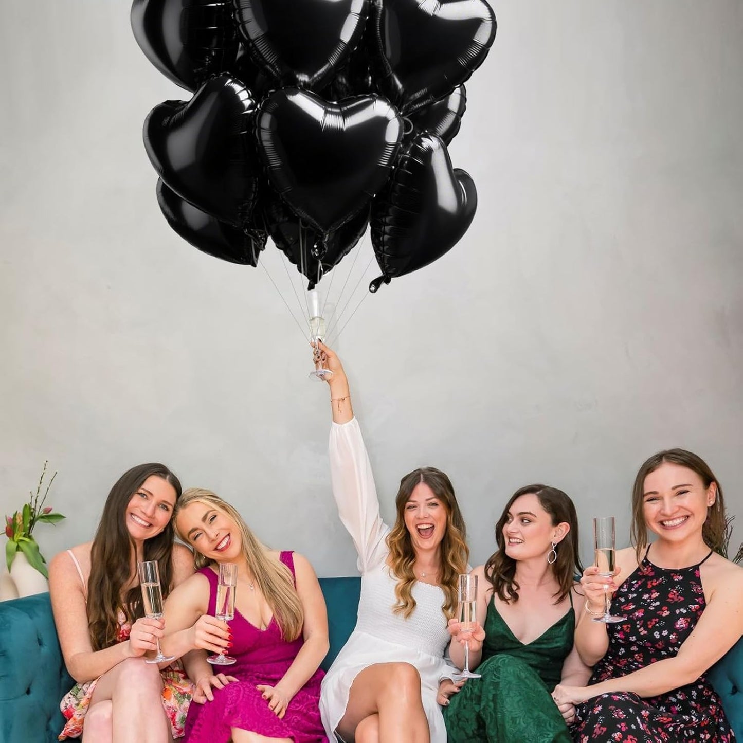 TONIFUL 15Pcs 18 Inch Black Heart Balloons Black Heart Shape Foil Mylar Balloons Decoration for Birthday Valentine's Day Wedding Bridal Shower Anniversary Engagement Party Supplies