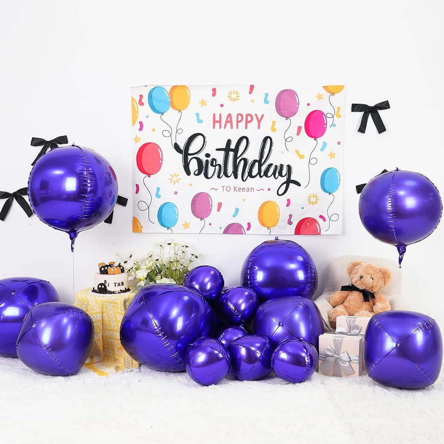 12Pcs Dark Purple Round Foil Balloons, 22" 15" 10" 4D Helium Ball Balloon, Metallic Purple Foil Balloon for Galaxy Birthday Graduation Wedding Anniversary New Year Eve Disco Prom Party Decorations