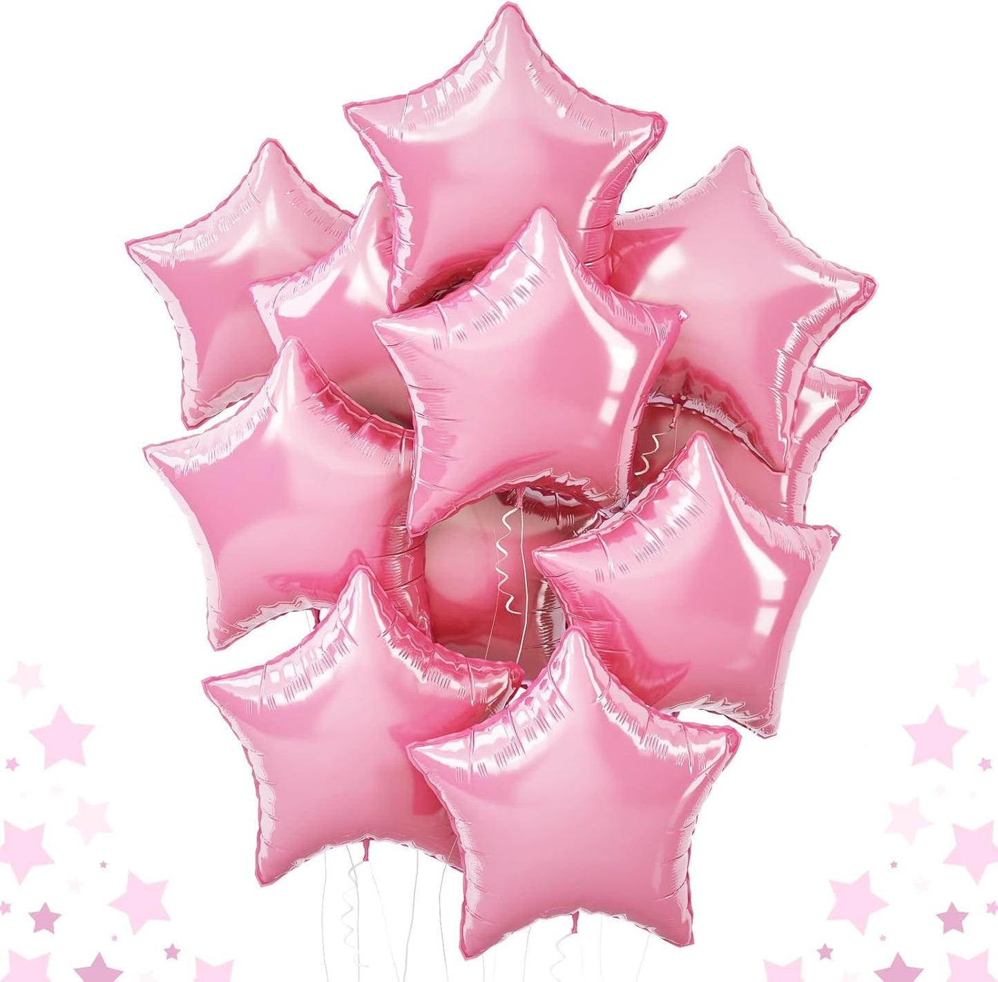Star Foil Balloons, 18 Inch Light Pink Aluminum Foil Stars - 10 Pcs Pastel Pink Pentagram Balloons for Girls Women Birthday Wedding Baby Shower