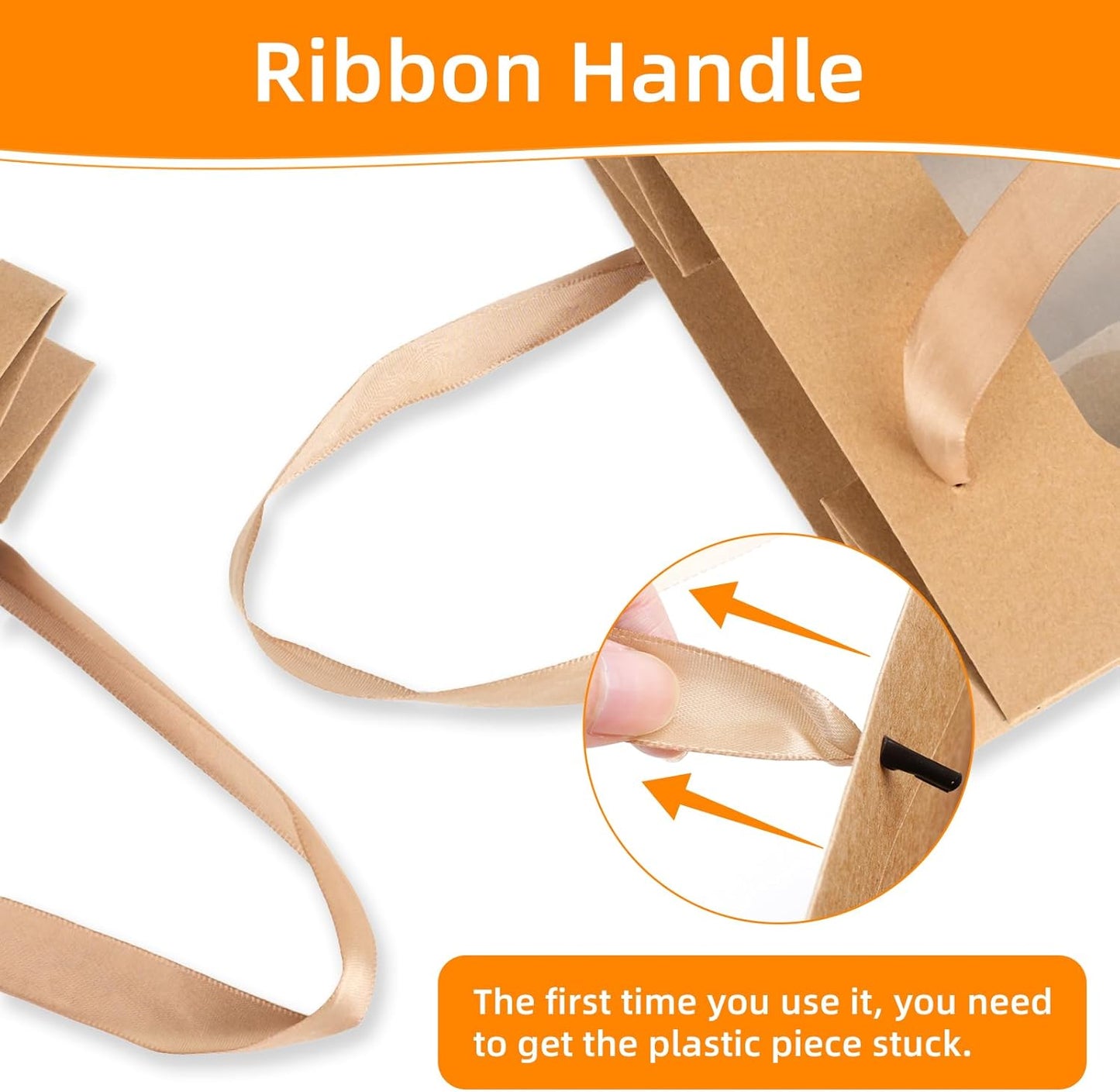 MOXARYSU 3 Pcs Brown Gift Bags with Clear Window: 9.8x5.1x7.1 Inch Medium Kraft Paper Bags with Handle For Party Business Birthday Wedding