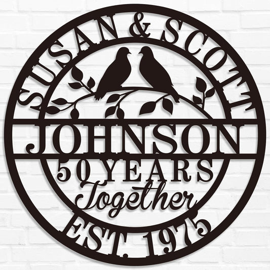 Personalized Wedding Anniversary Sign Gifts, Custom 50th 40th 65th 60th 25th 70th Anniversary Metal Sign, Wedding Gifts for Couples, Custom Name Sign, House Warming Gifts New Home