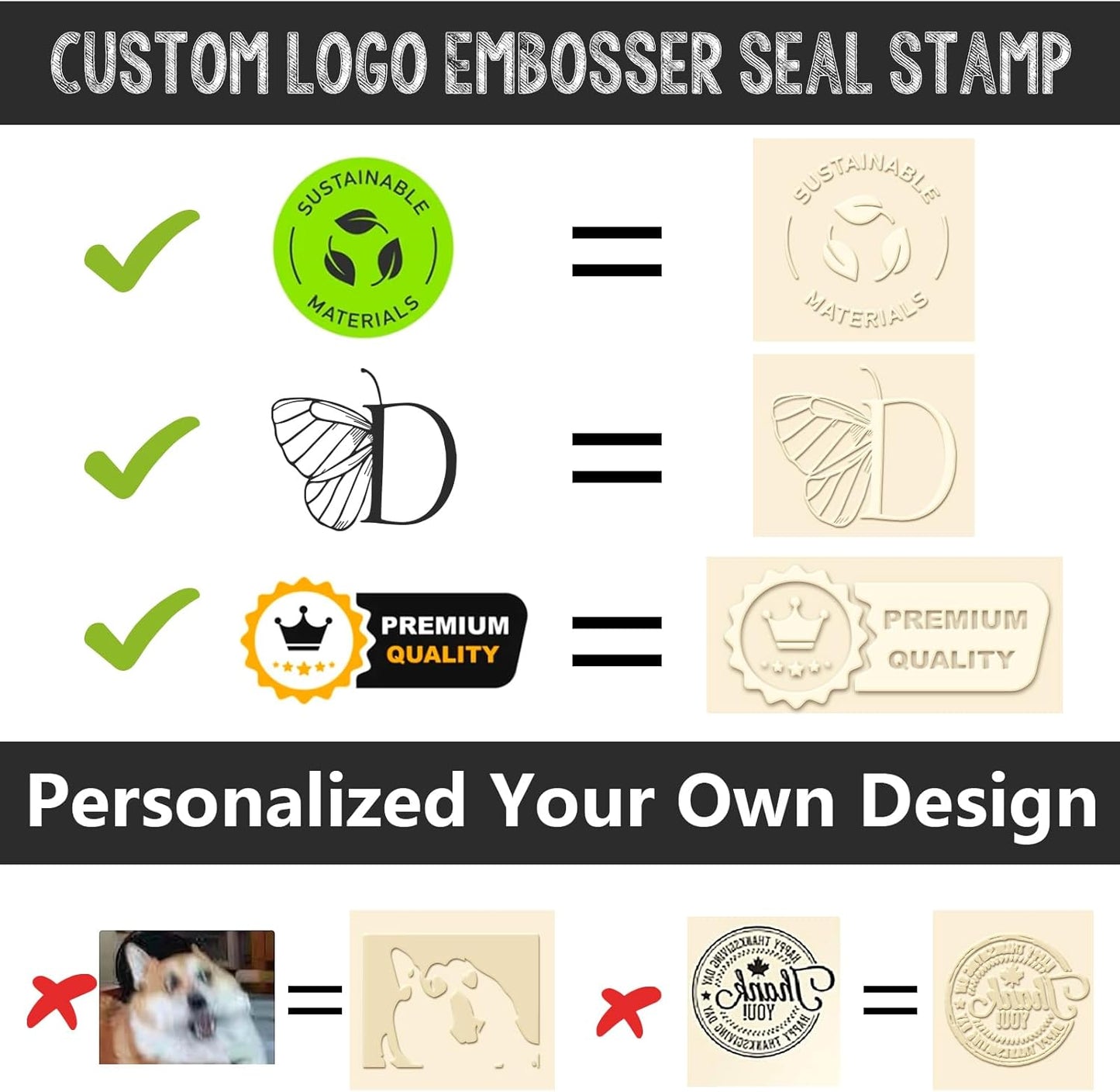 Custom Book Embosser Stamp - Personalized Business Company Seal with Your Own Logo (Logo)