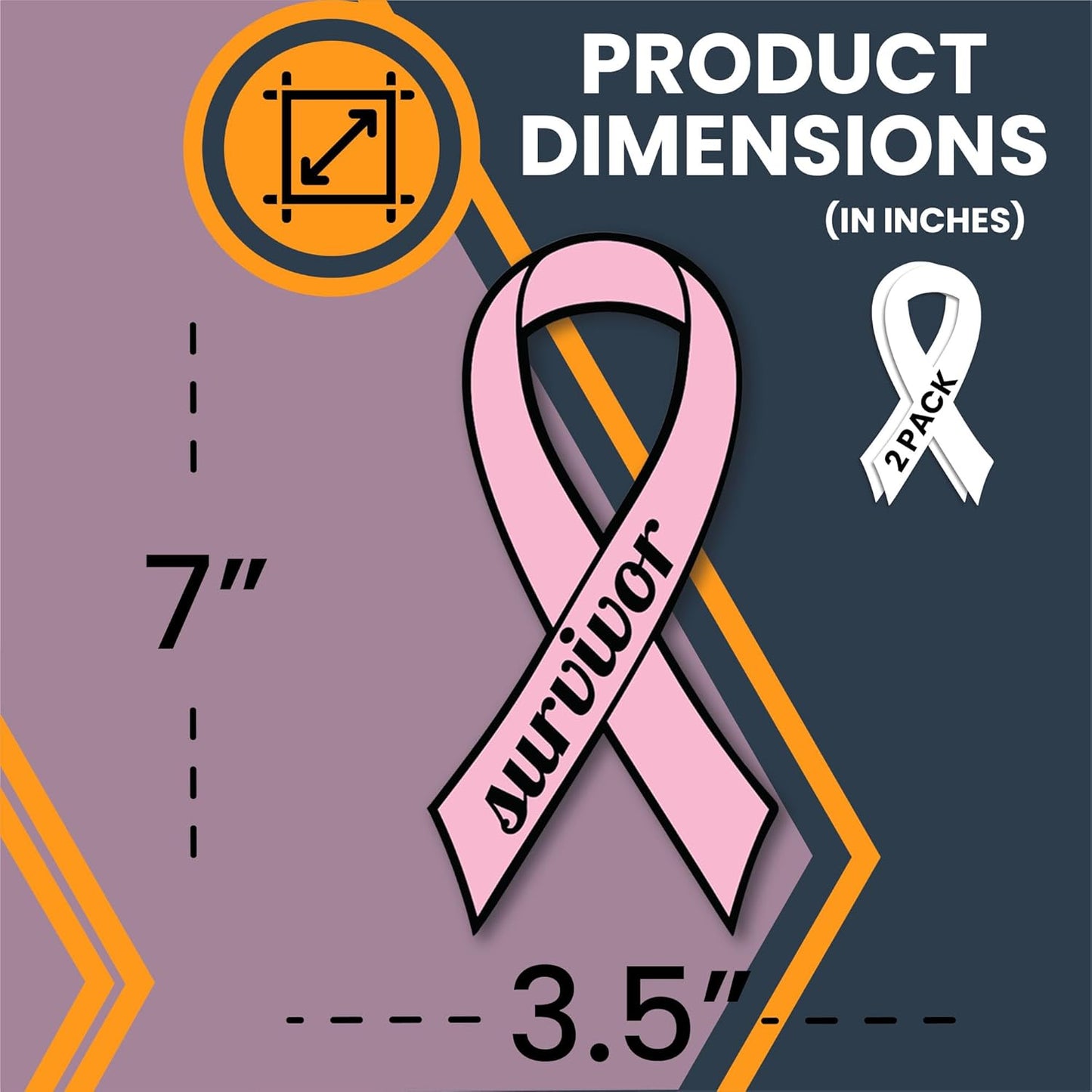Magnet Me Up Breast Cancer Survivor Pink Ribbon Magnet Decal - 3.5x7 Inches, 2 Pack, Automotive Magnet for Car, Truck, SUV - Show Support and Raise Awareness with This Meaningful Auto Magnet