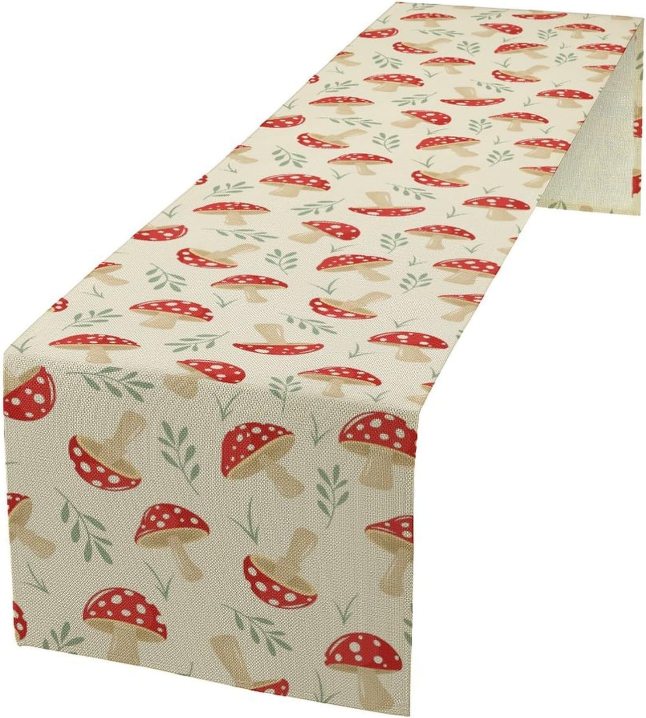 Mushroom Table Runner,Vintage Plant Print Table Runner for Kitchen Dining Table Home Party Decoration 13x72 Inch