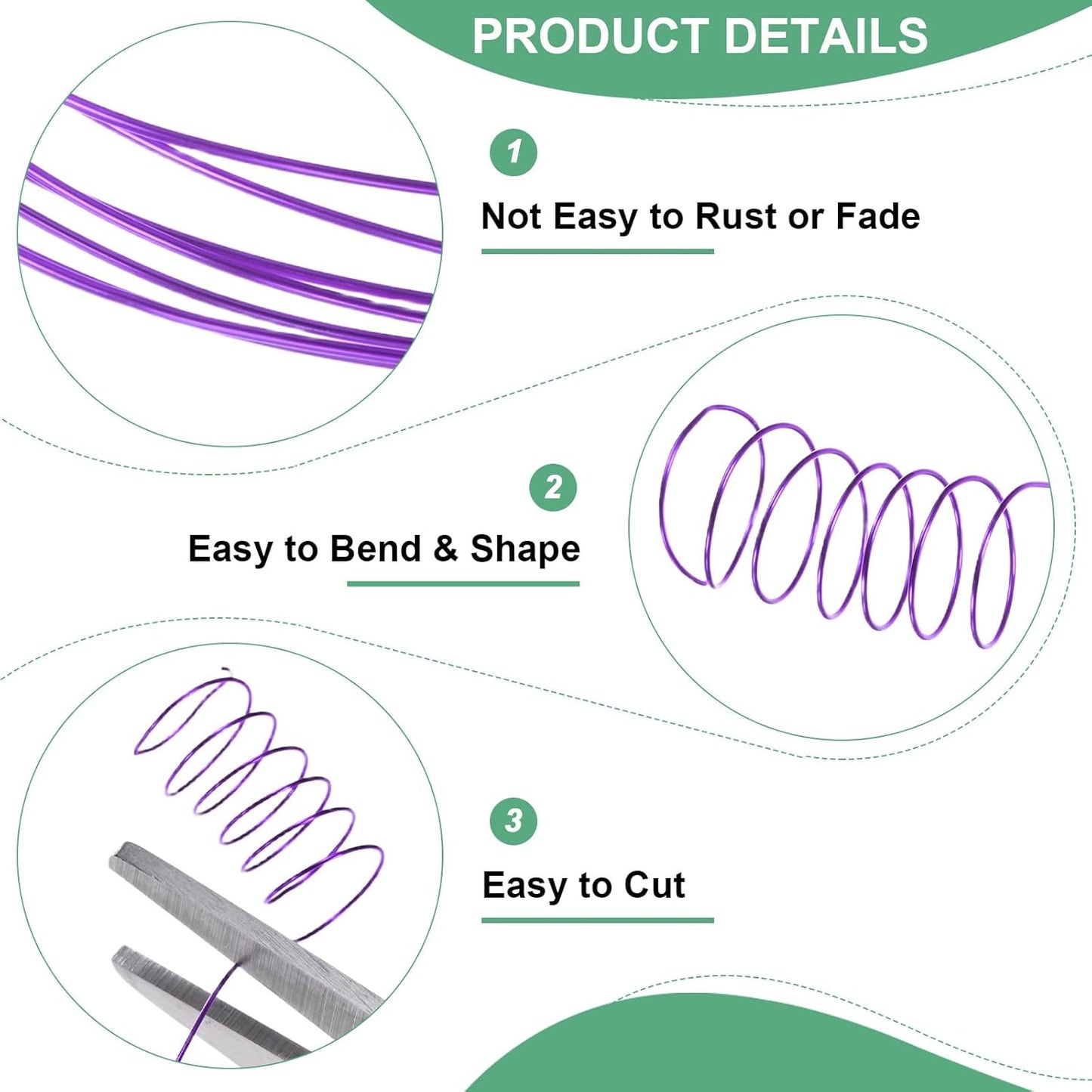 2-Rolls 0.4mm Jewelry Wire, 26 Gauge 328FT Craft Wire Copper Beading Wire for Jewelry Making/Planting/Weaving/DIY Crafting, Soft Metal Wires [100M, Purple]