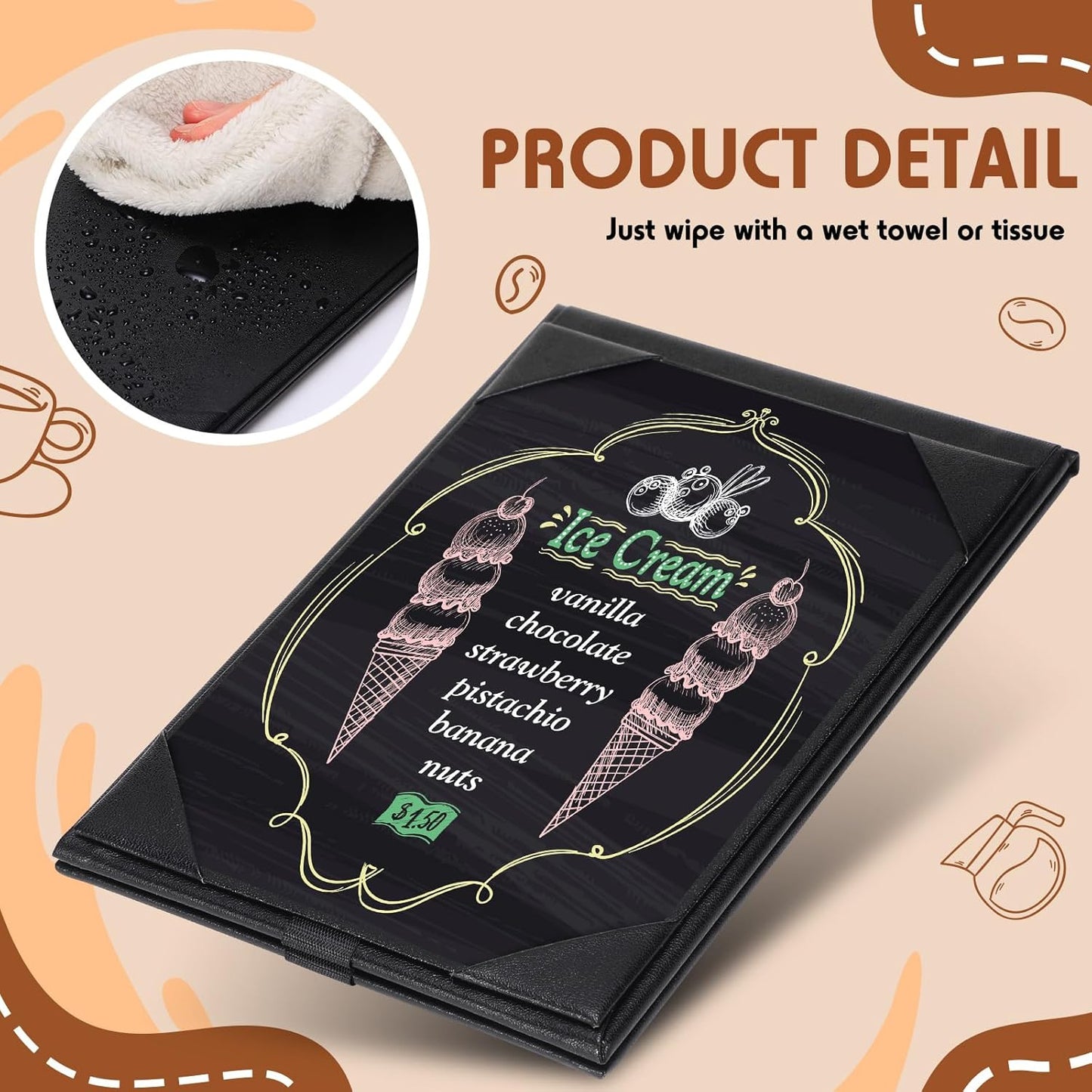 Gerrii Leatherette Table Tents Black PU Leather Menu Covers Bulk Double Sided Frame Sign Holders 2 Side Drink Dessert Menu Folders for Restaurant Coffee Cafe Bar Wedding Supplies(20 Pack,5 x 7 Inch)